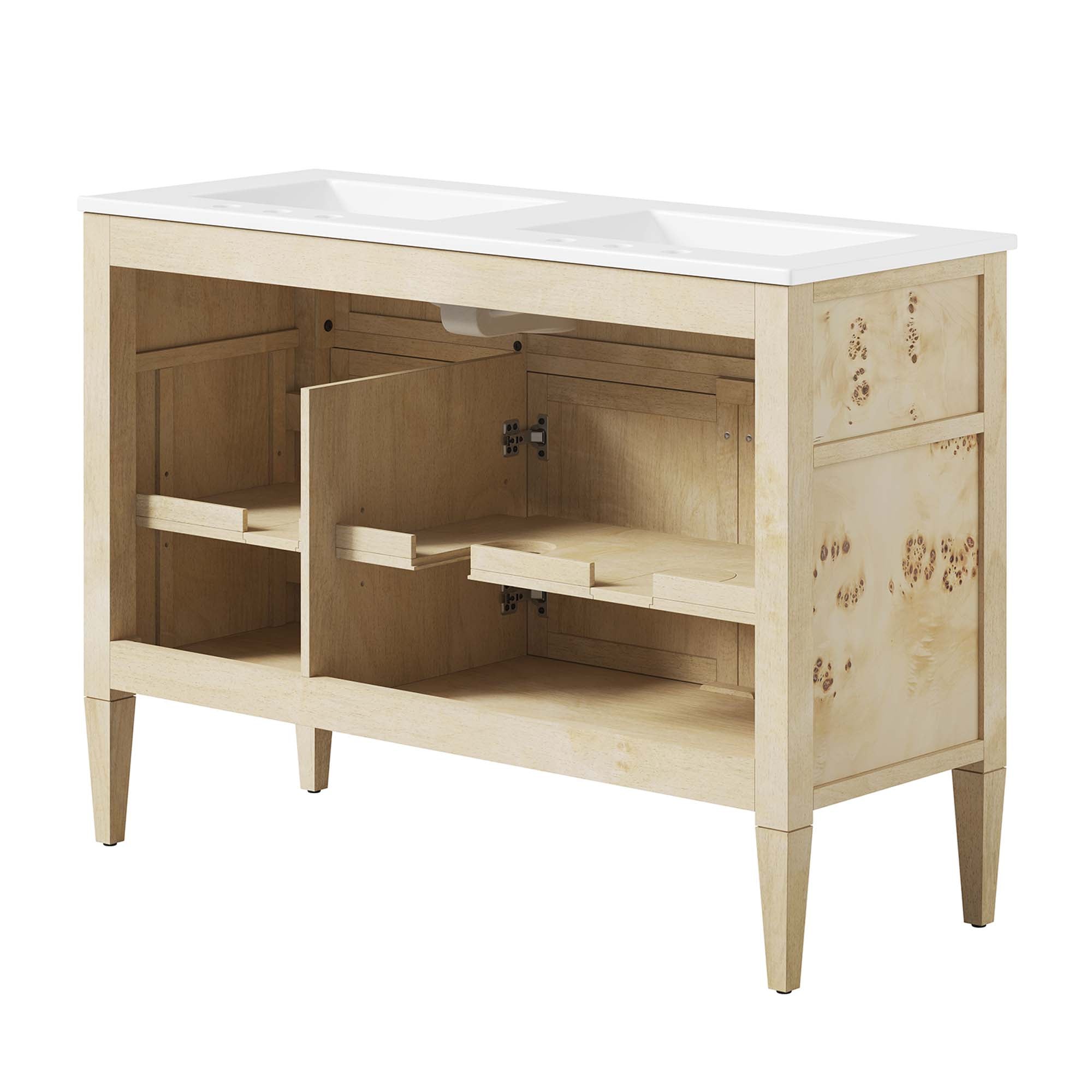Elysian 48" Double Sink Bathroom Vanity, Burl