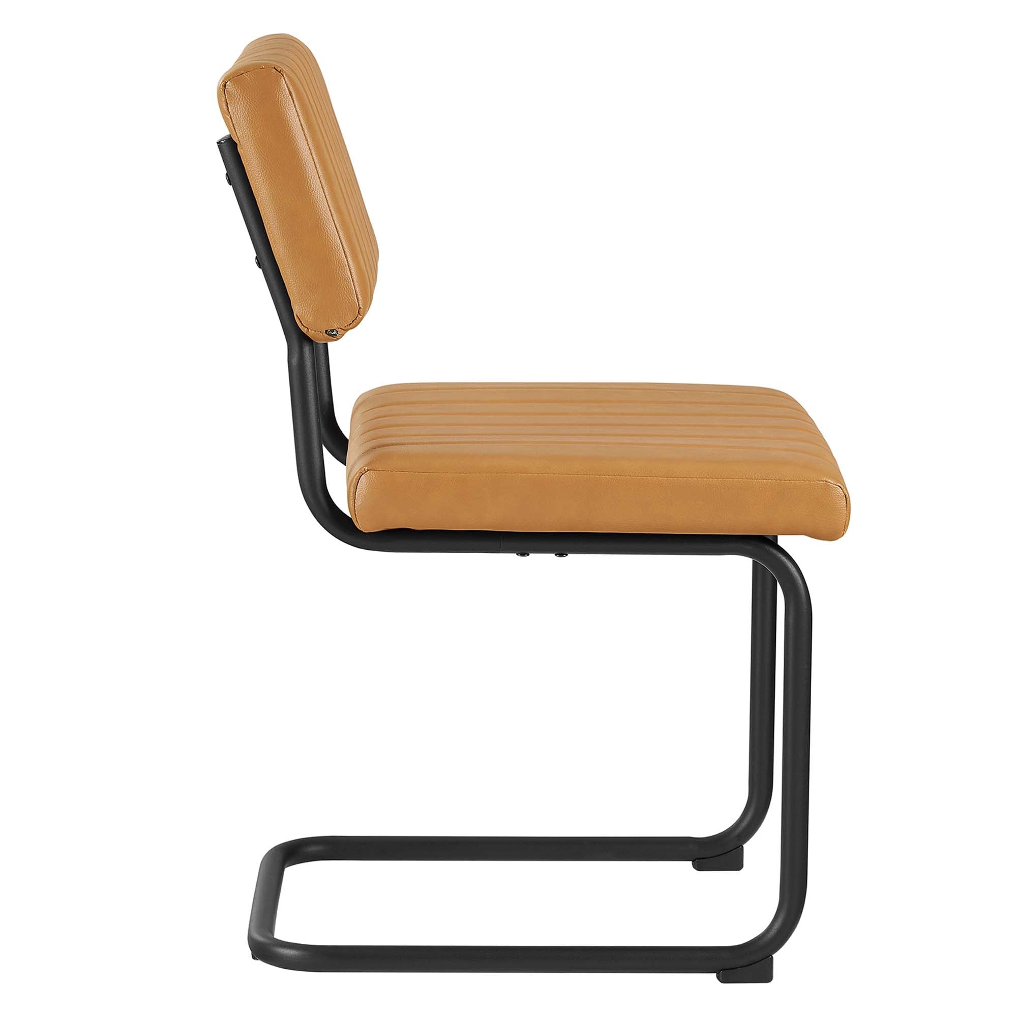 Parity Vegan Leather Dining Side Chairs Set of 2, Black Tan