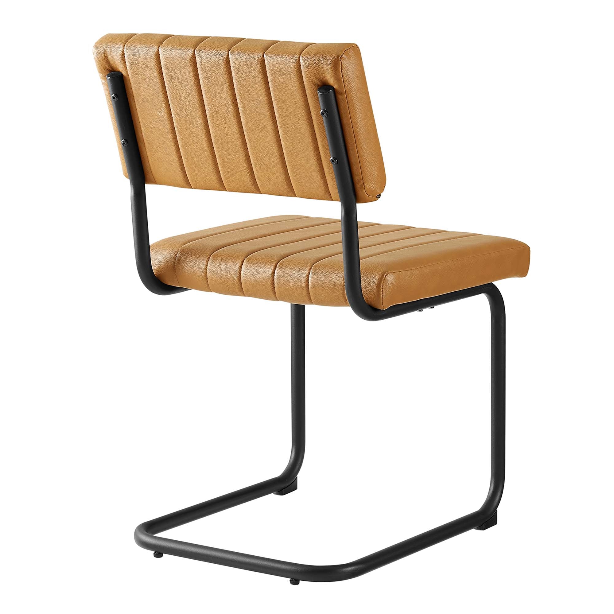Parity Vegan Leather Dining Side Chairs Set of 2, Black Tan