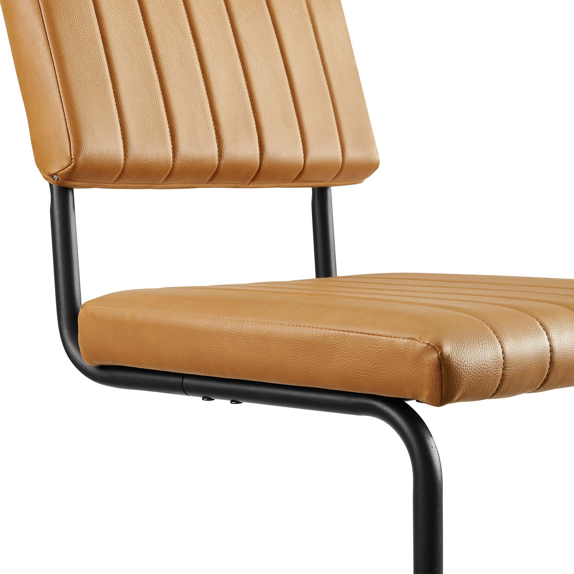 Parity Vegan Leather Dining Side Chairs Set of 2, Black Tan