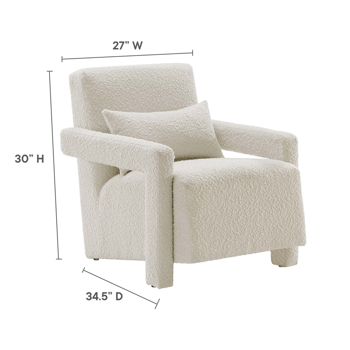 Mirage Boucle Upholstered Armchair, Ivory