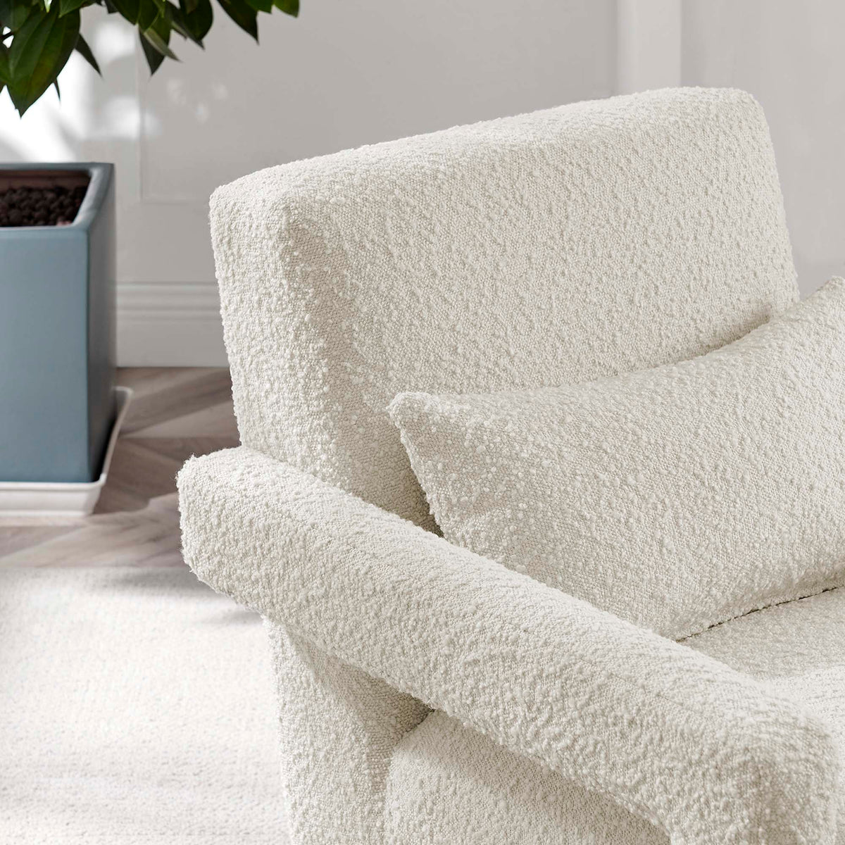 Mirage Boucle Upholstered Armchair, Ivory