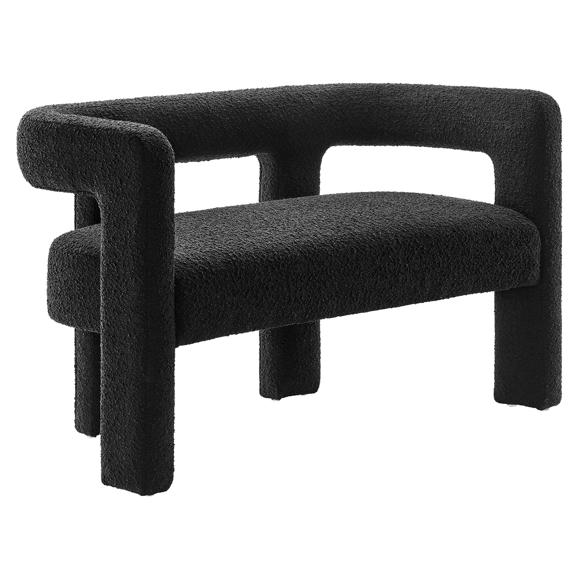 Kayla Boucle Upholstered Loveseat, Black