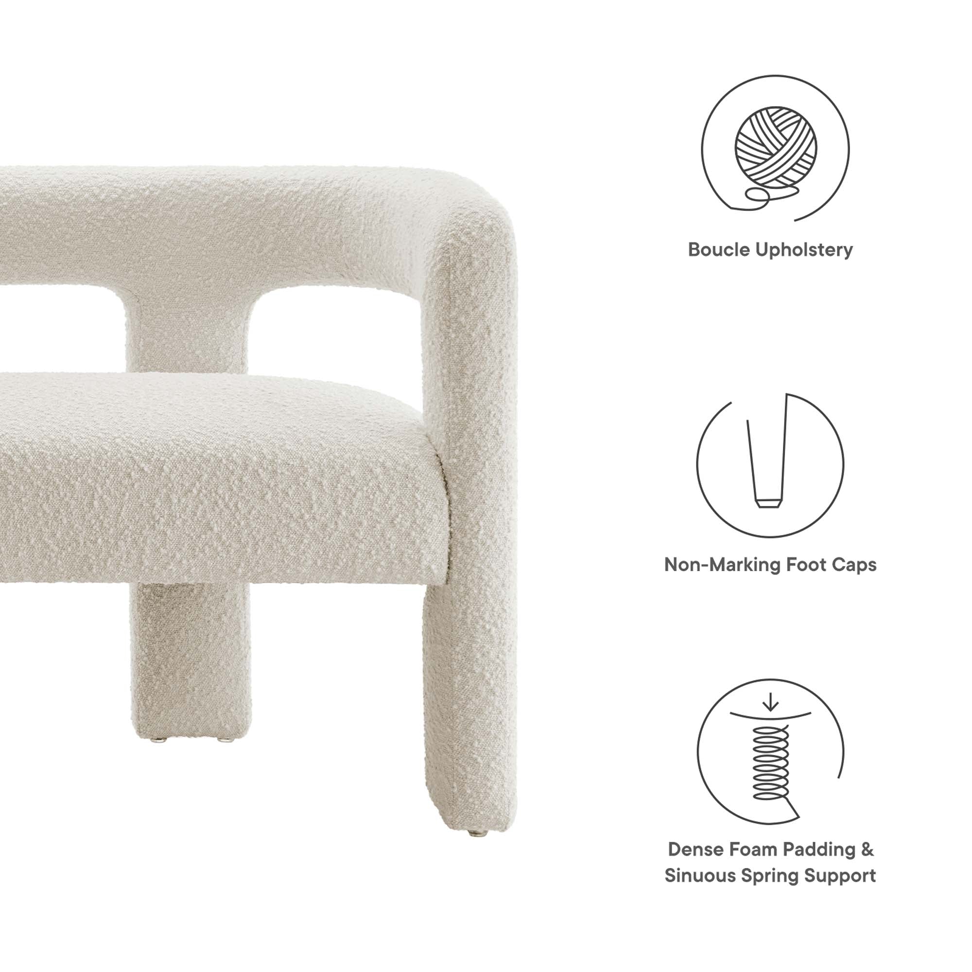 Kayla Boucle Upholstered Loveseat, Ivory
