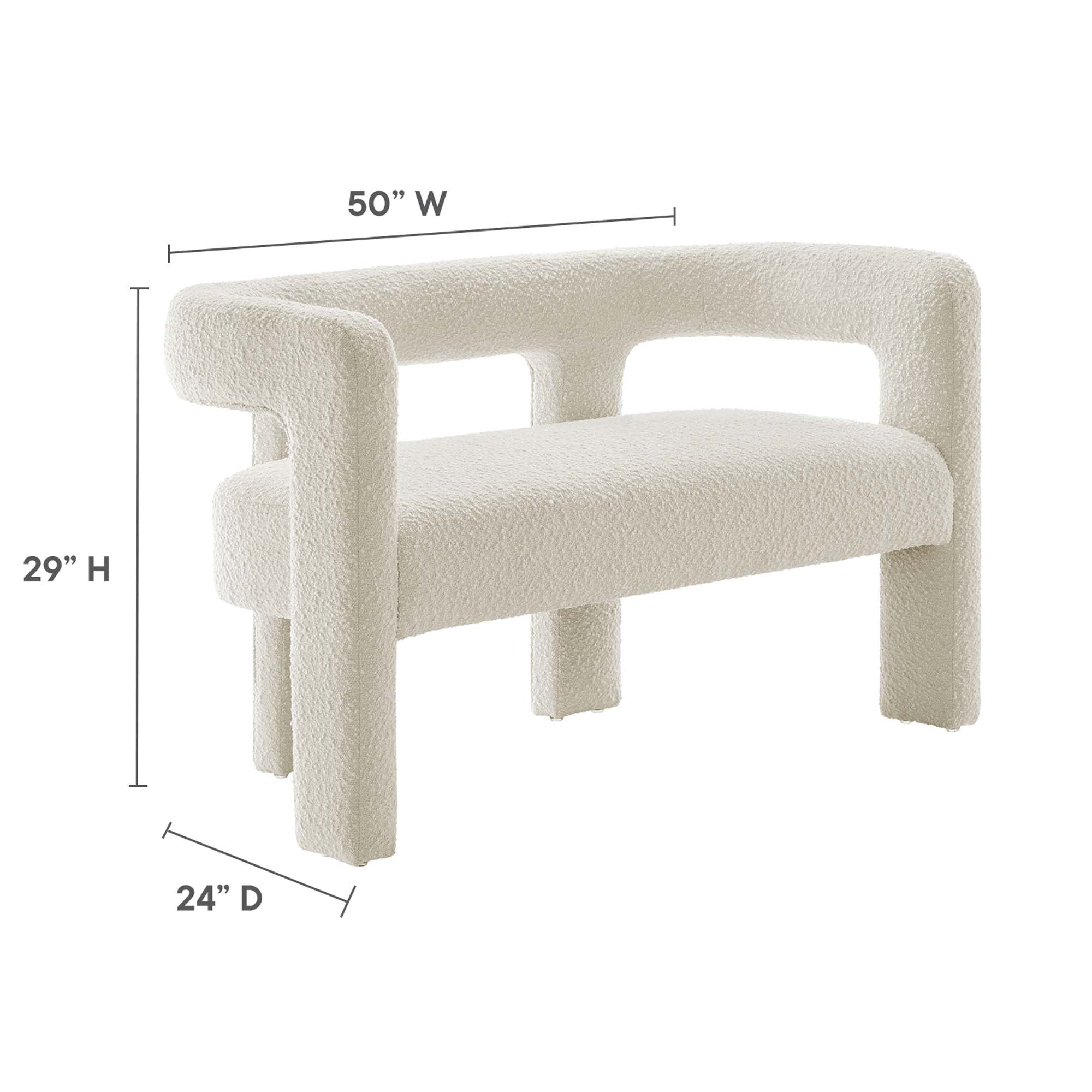 Kayla Boucle Upholstered Loveseat, Ivory