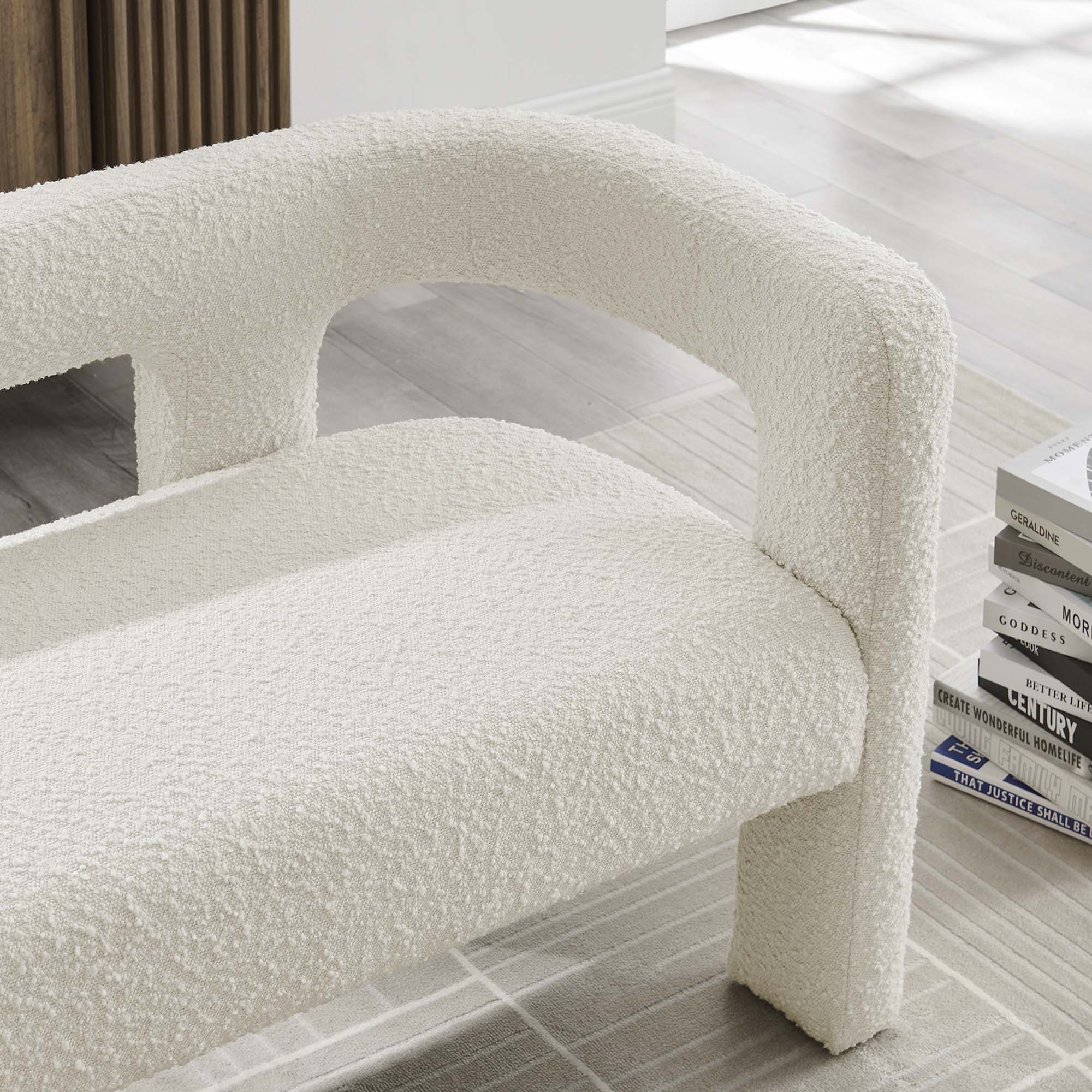 Kayla Boucle Upholstered Loveseat, Ivory