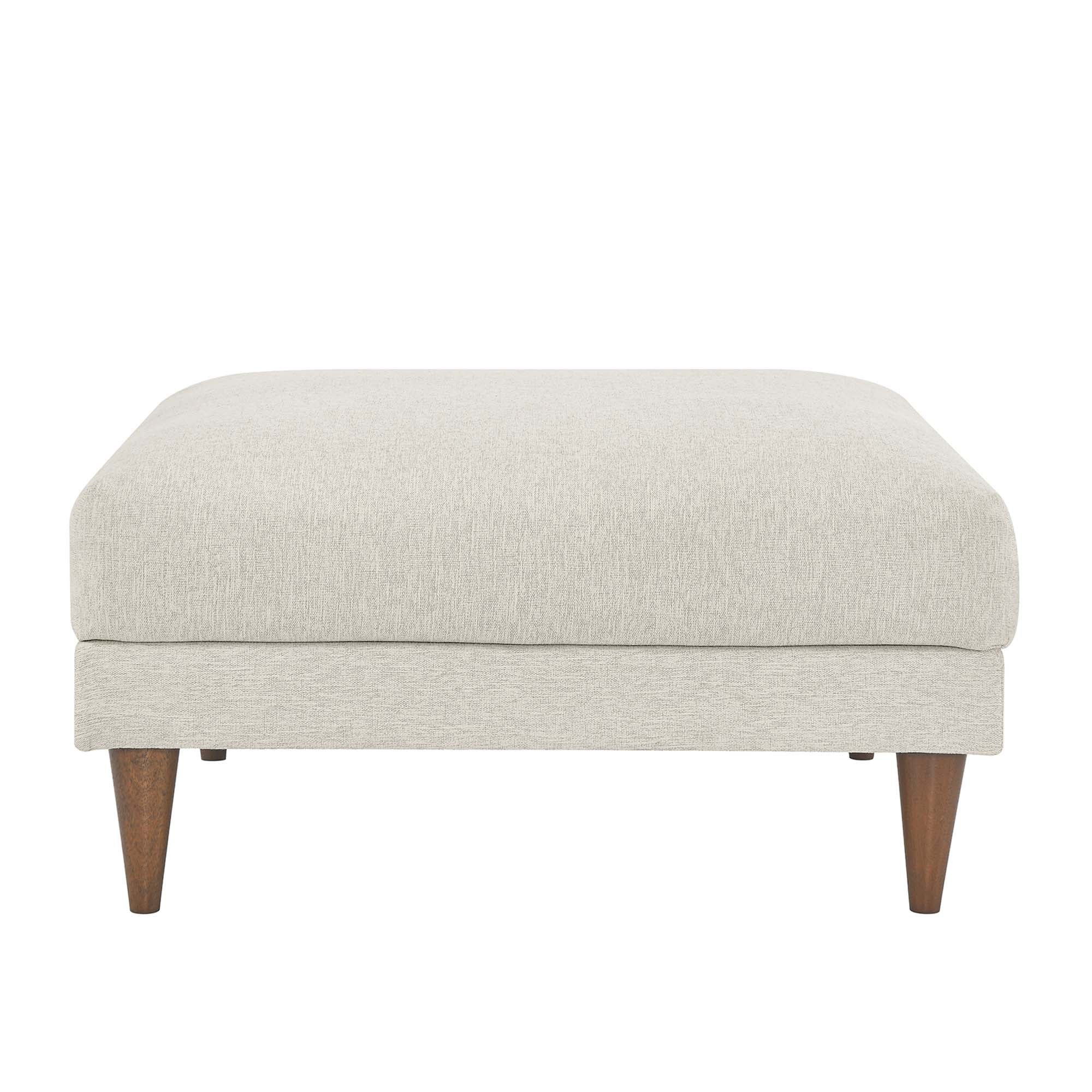 Zoya Down Filled Overstuffed Ottoman, Ivory Fabric