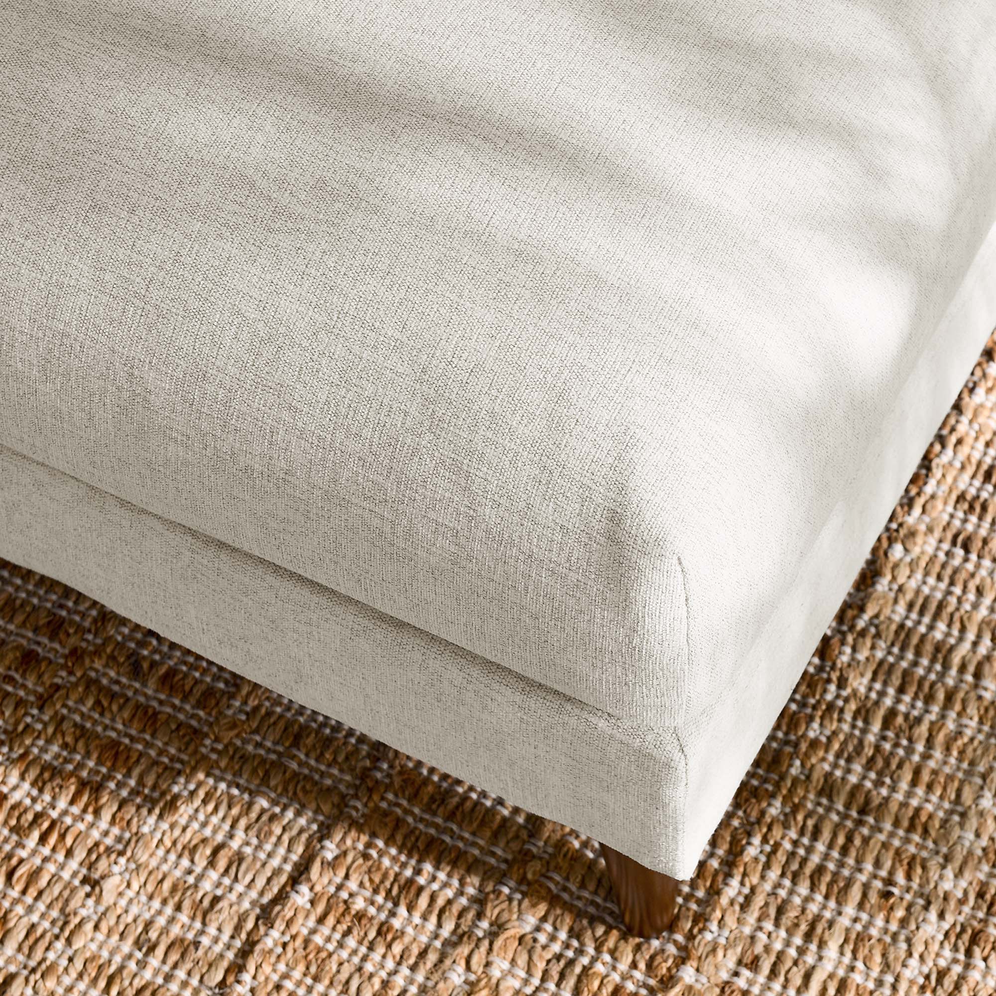 Zoya Down Filled Overstuffed Ottoman, Ivory Fabric