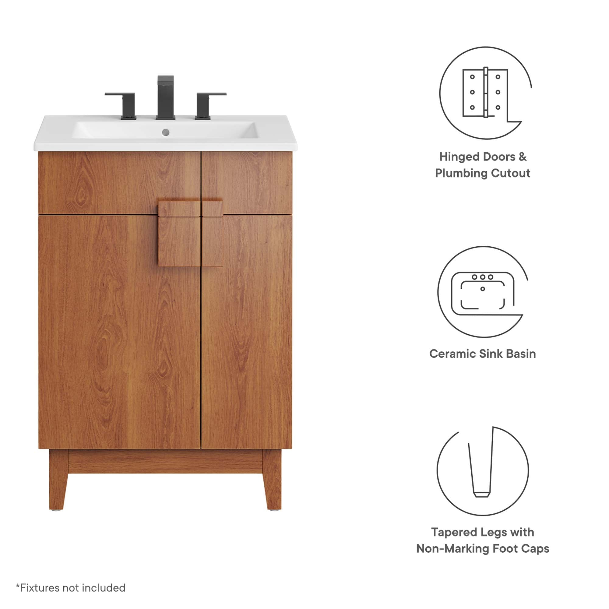 Miles 24" Bathroom Vanity, White Walnut