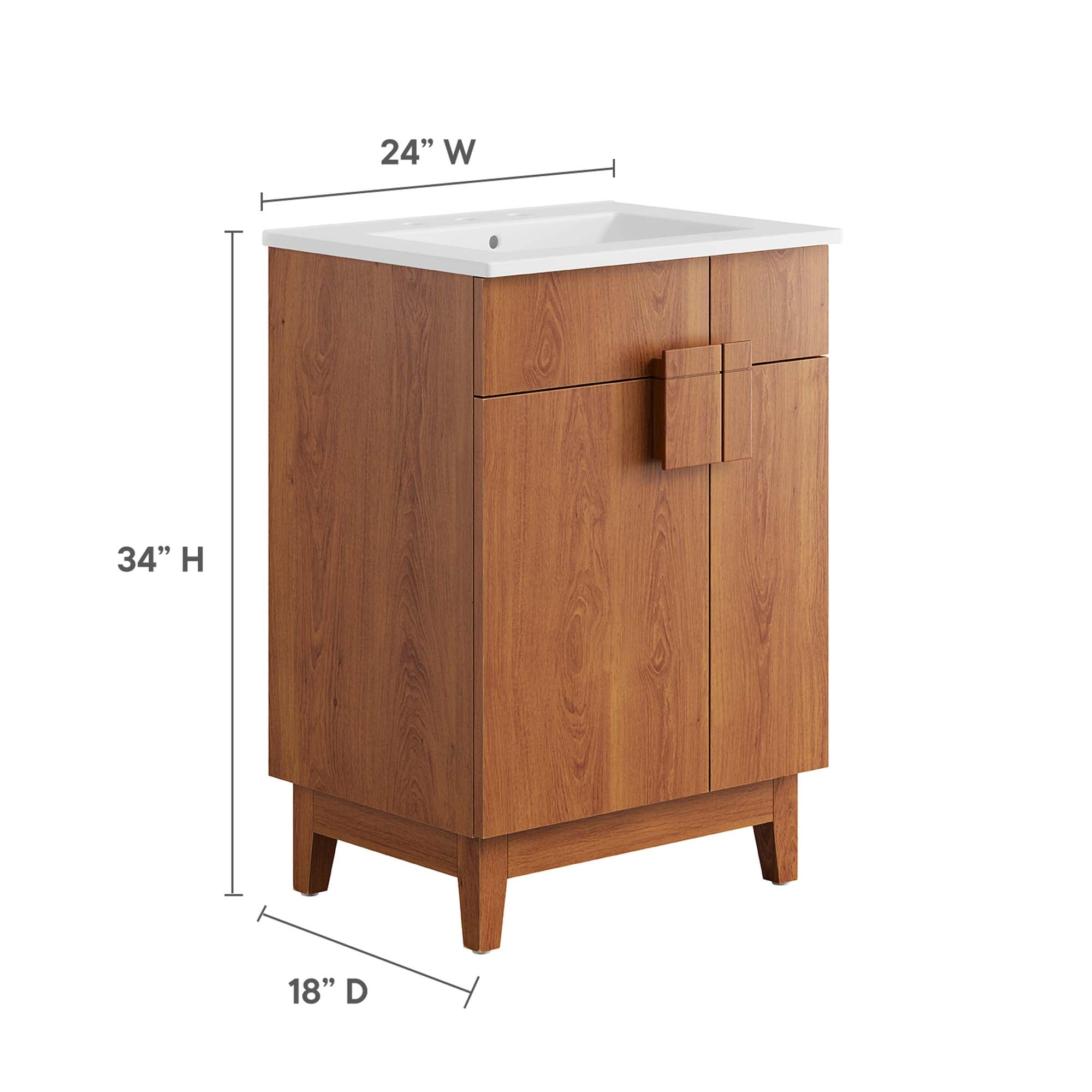 Miles 24" Bathroom Vanity, White Walnut