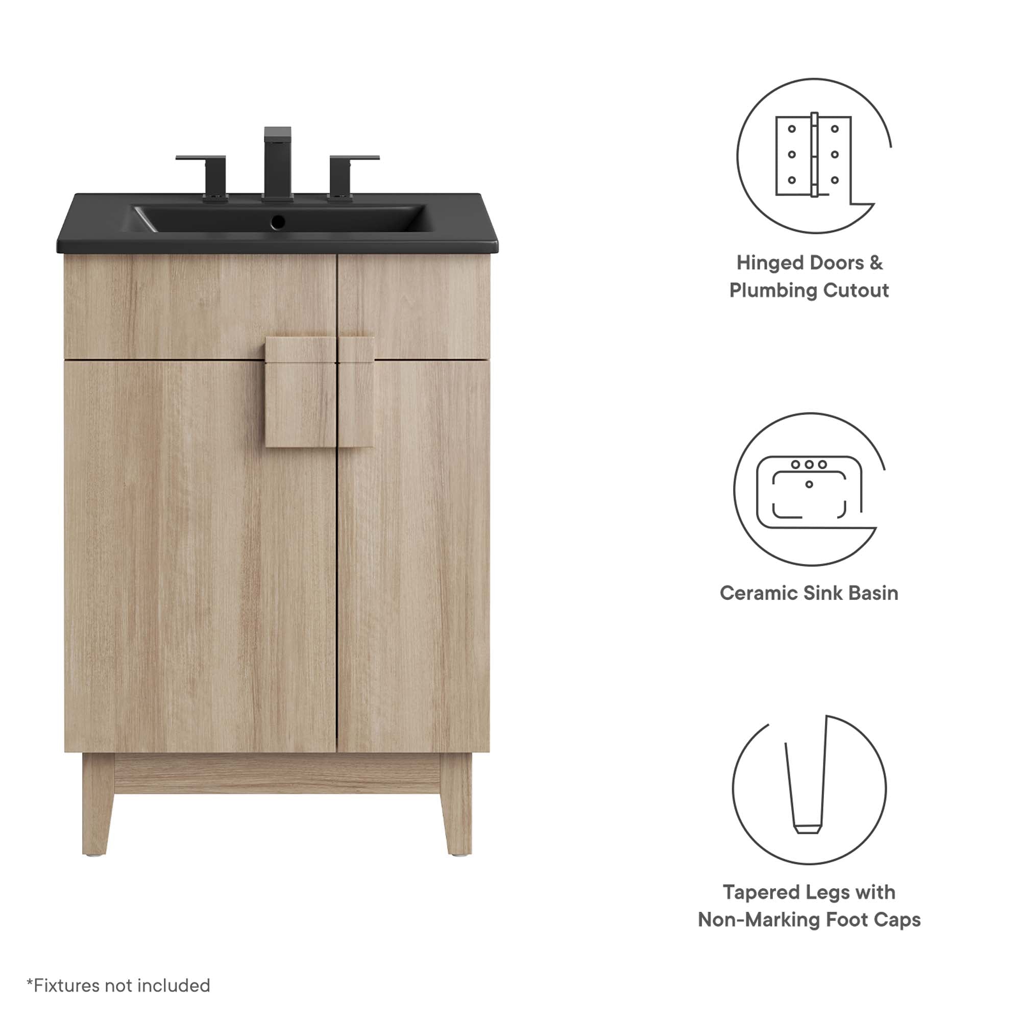 Miles 24" Bathroom Vanity, Black Oak
