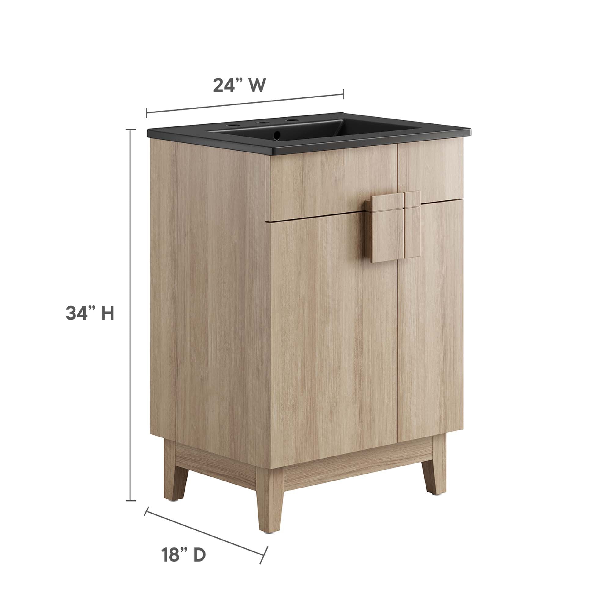 Miles 24" Bathroom Vanity, Black Oak