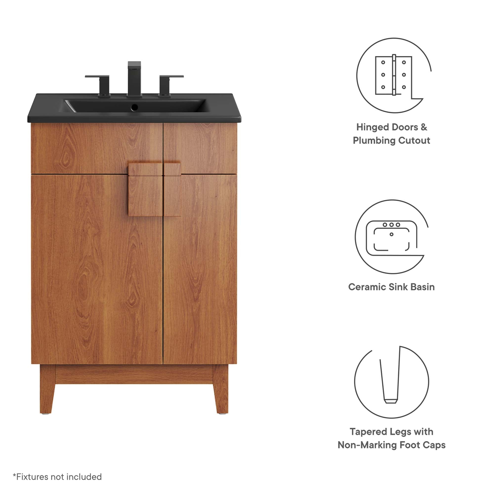 Miles 24" Bathroom Vanity, Black Walnut