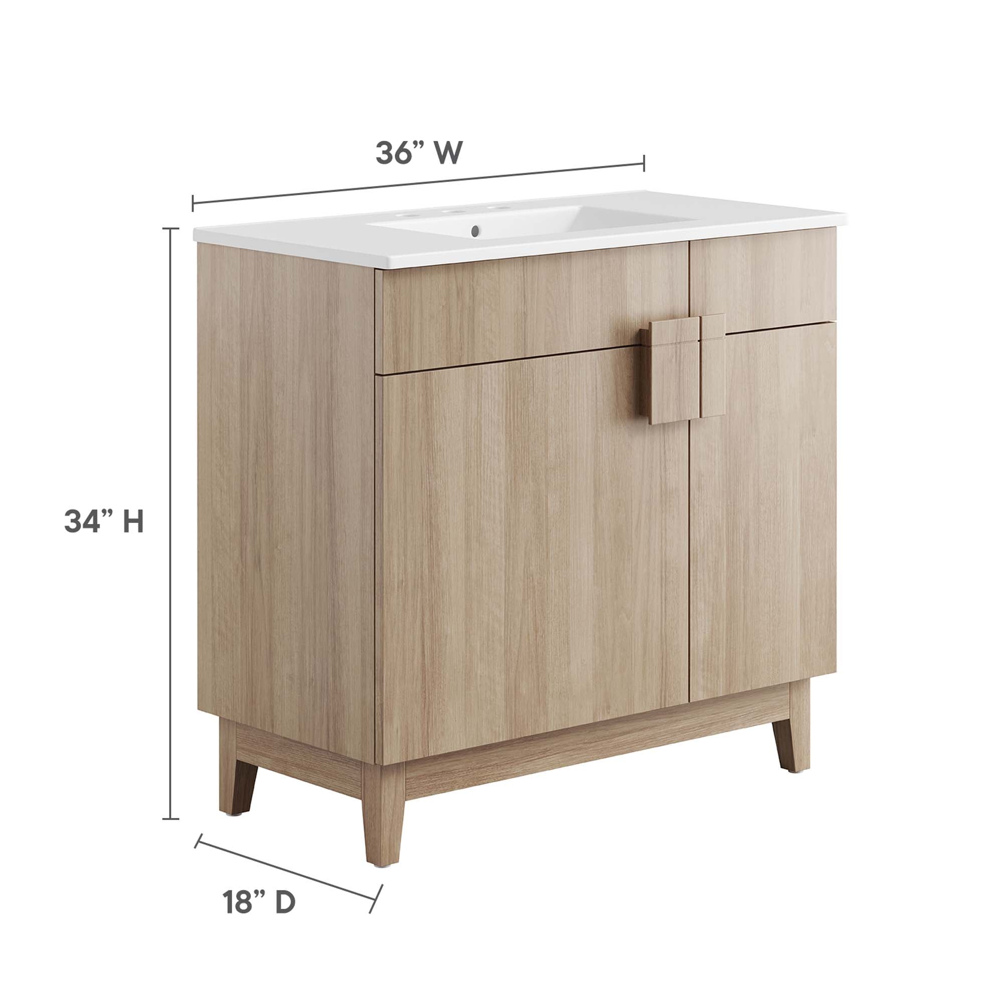 Miles 36" Bathroom Vanity, White Oak