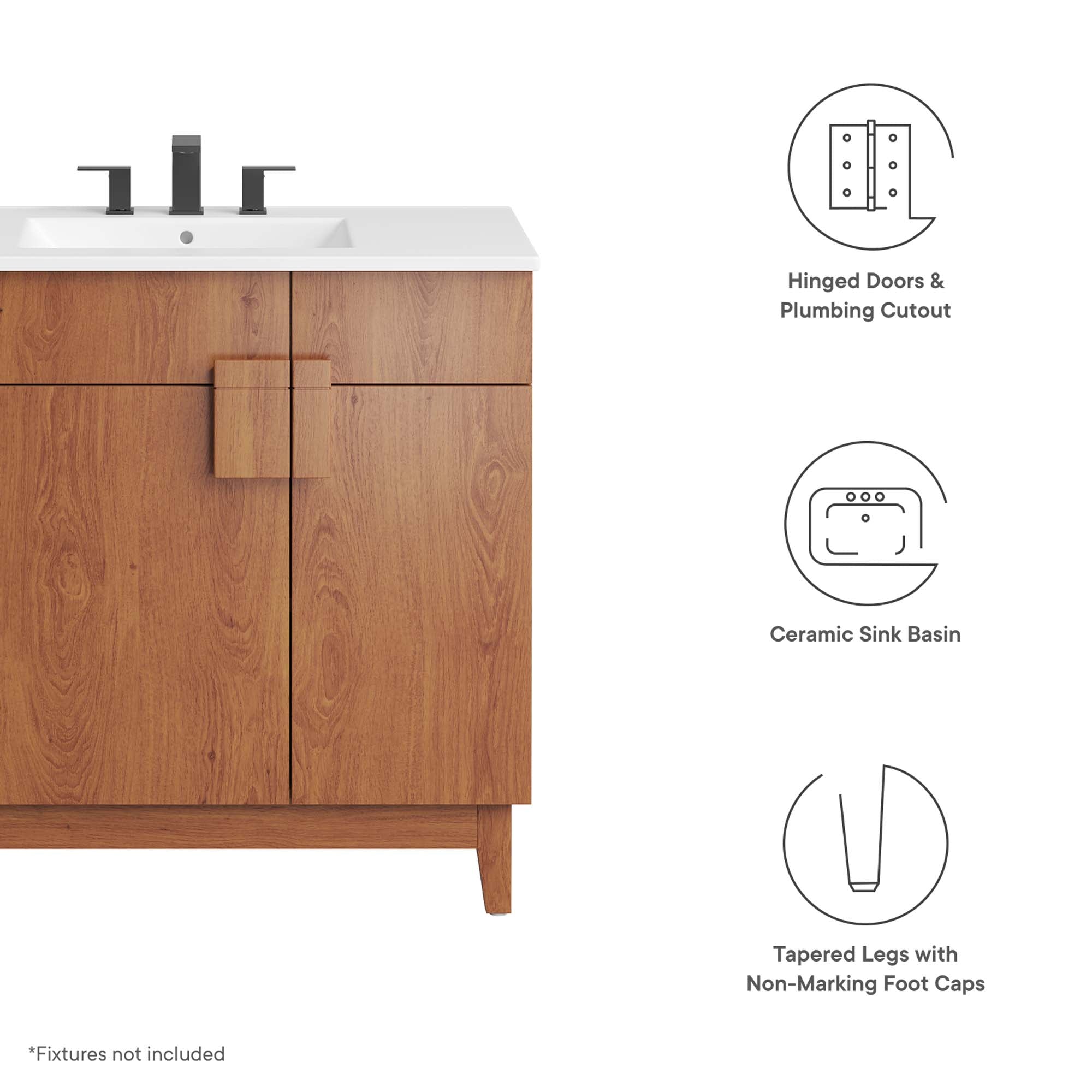 Miles 36" Bathroom Vanity, White Walnut