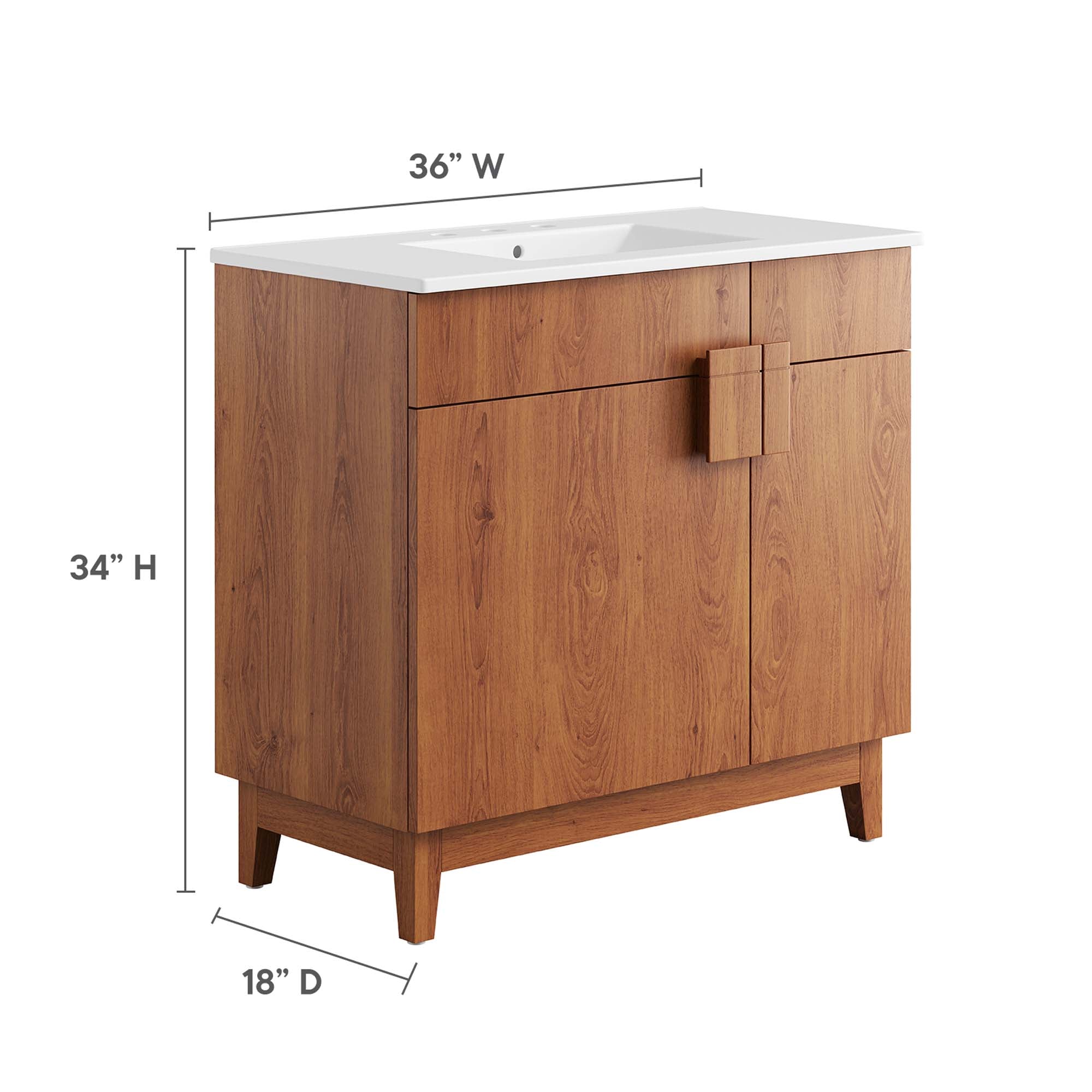 Miles 36" Bathroom Vanity, White Walnut