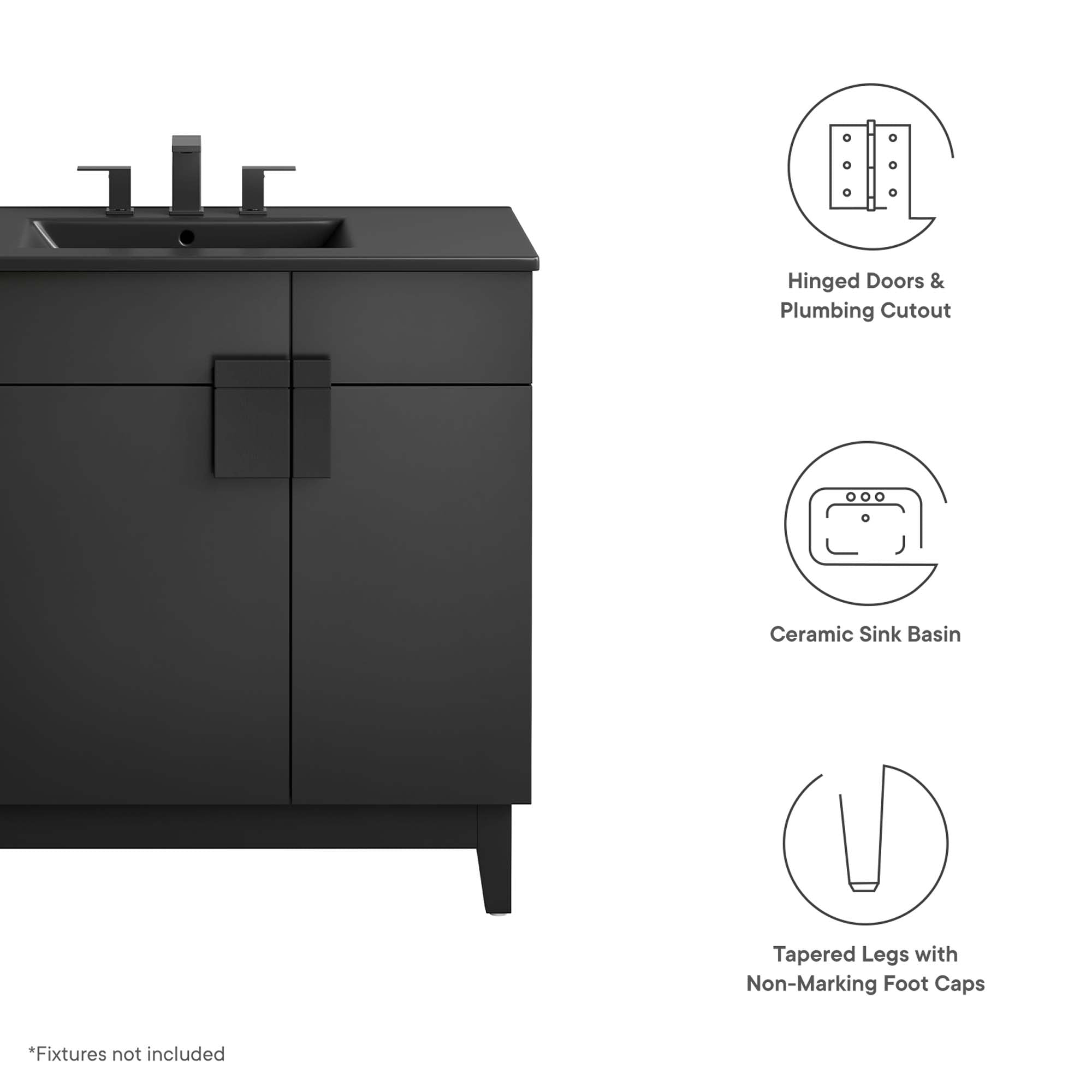 Miles 36" Bathroom Vanity, Black Black