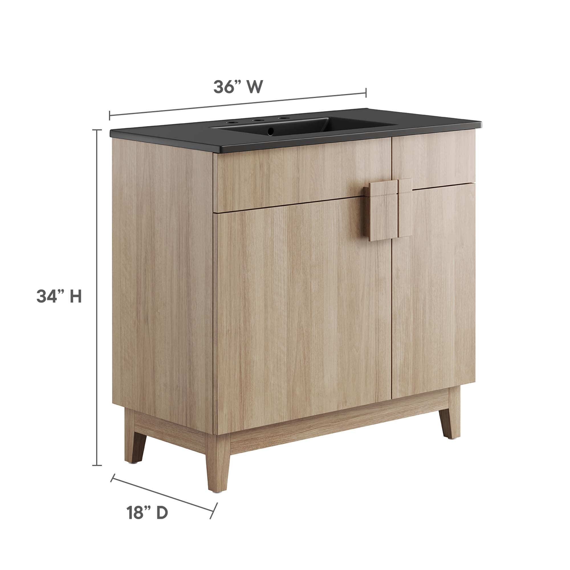 Miles 36" Bathroom Vanity, Black Oak