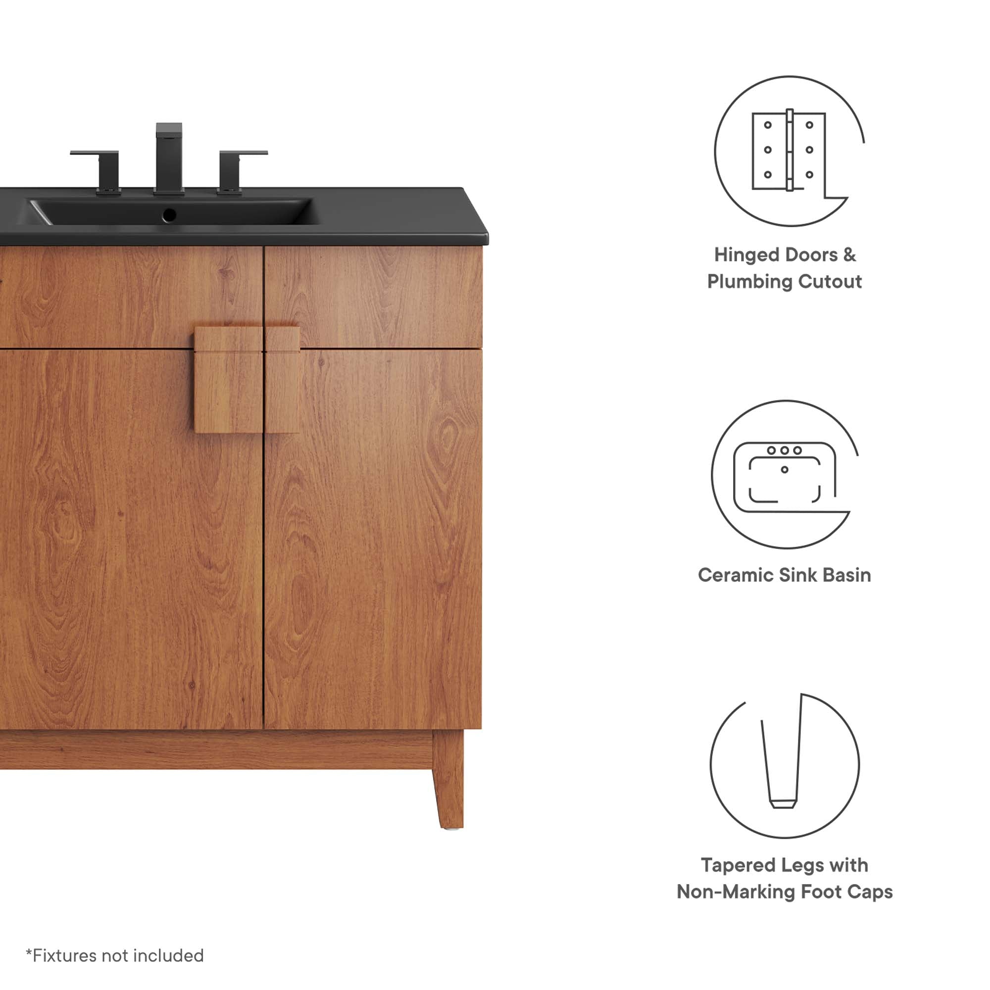 Miles 36" Bathroom Vanity, Black Walnut