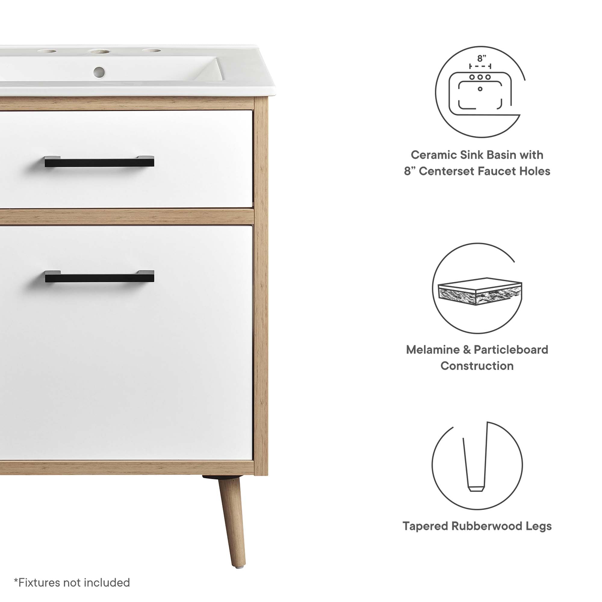 Maverick 24" Bathroom Vanity, White Oak