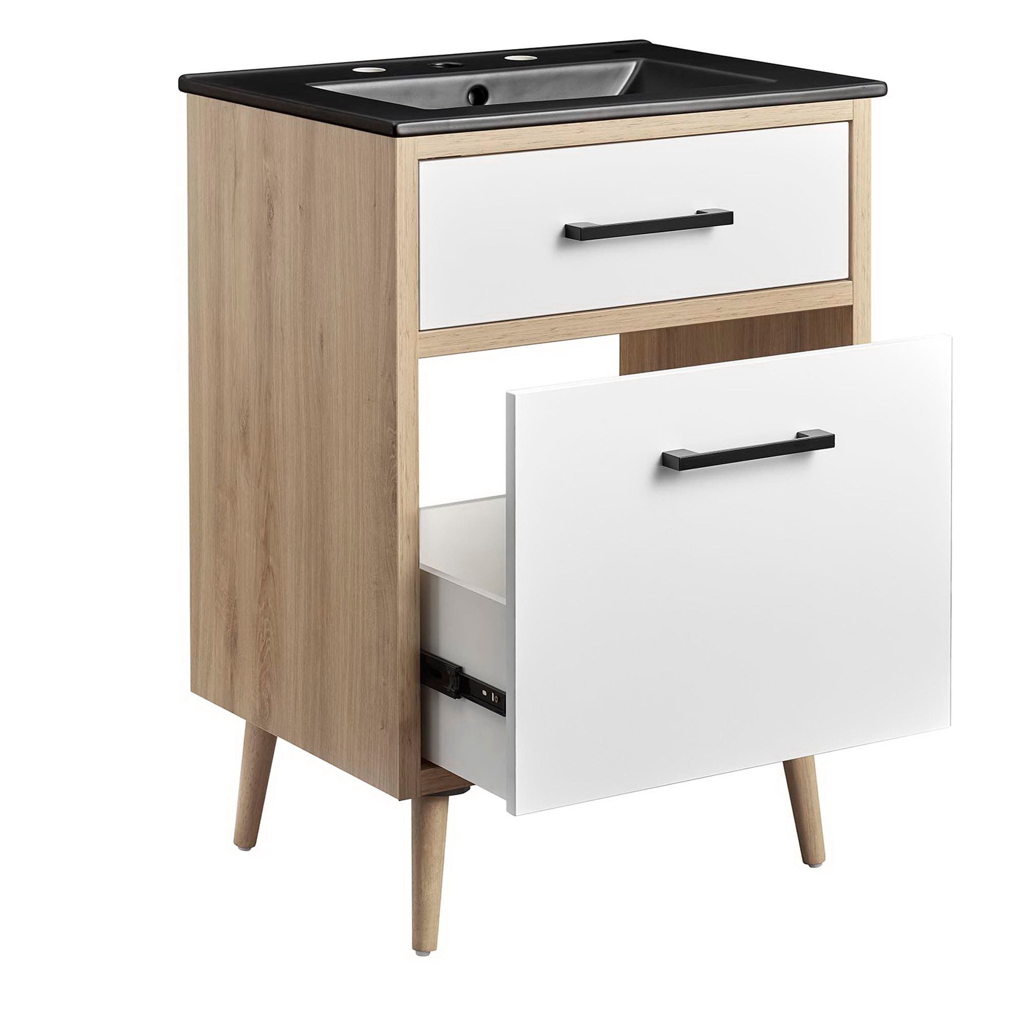Maverick 24" Bathroom Vanity, Black Oak