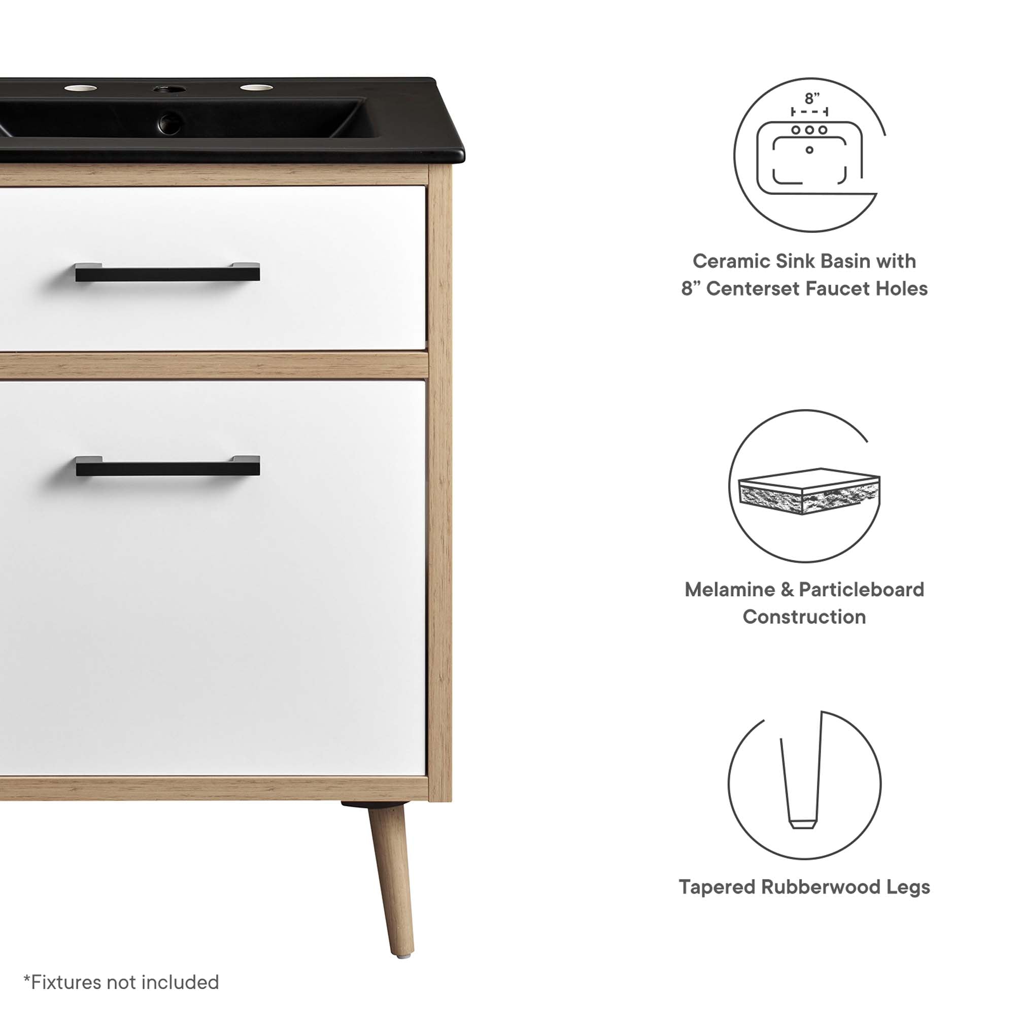Maverick 24" Bathroom Vanity, Black Oak