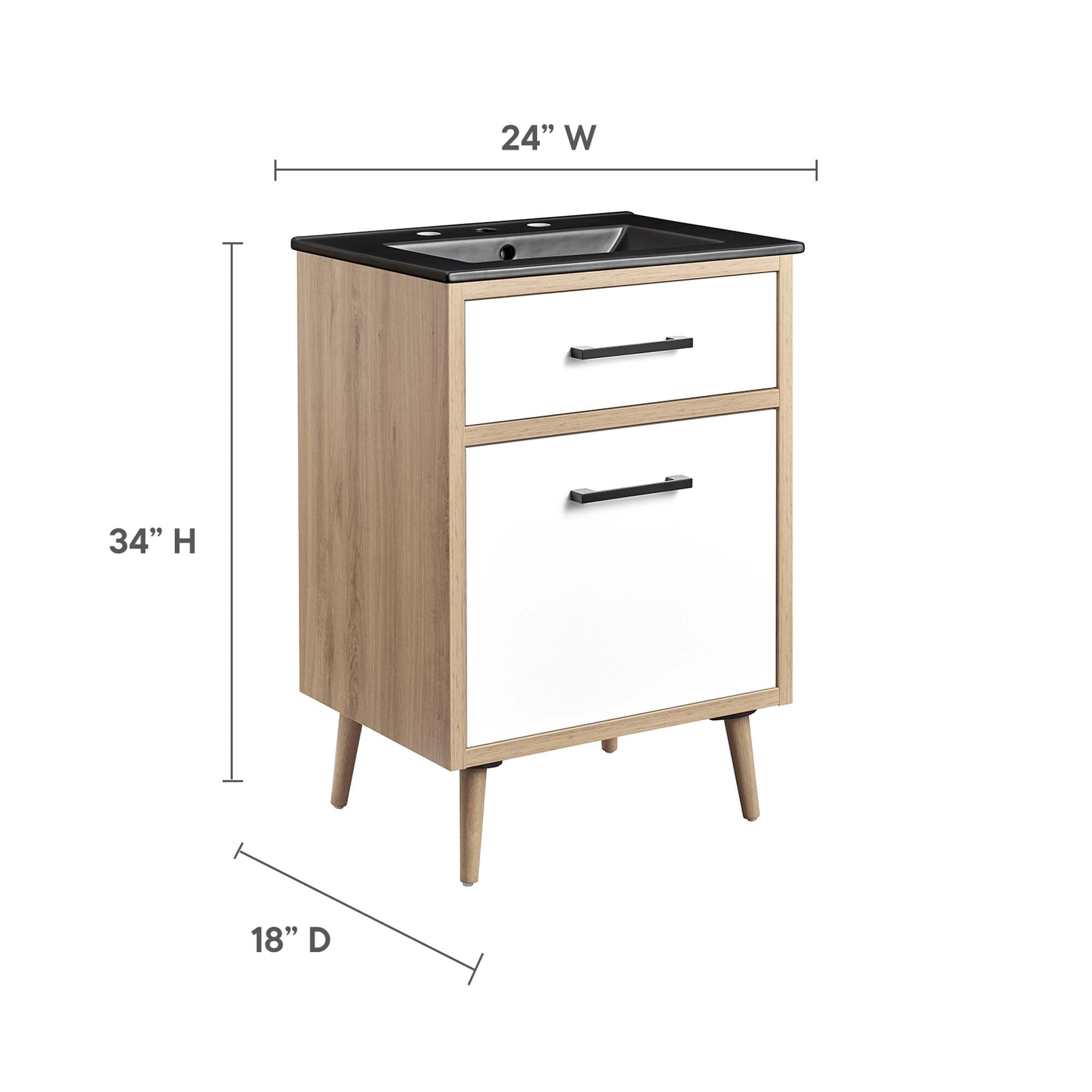Maverick 24" Bathroom Vanity, Black Oak