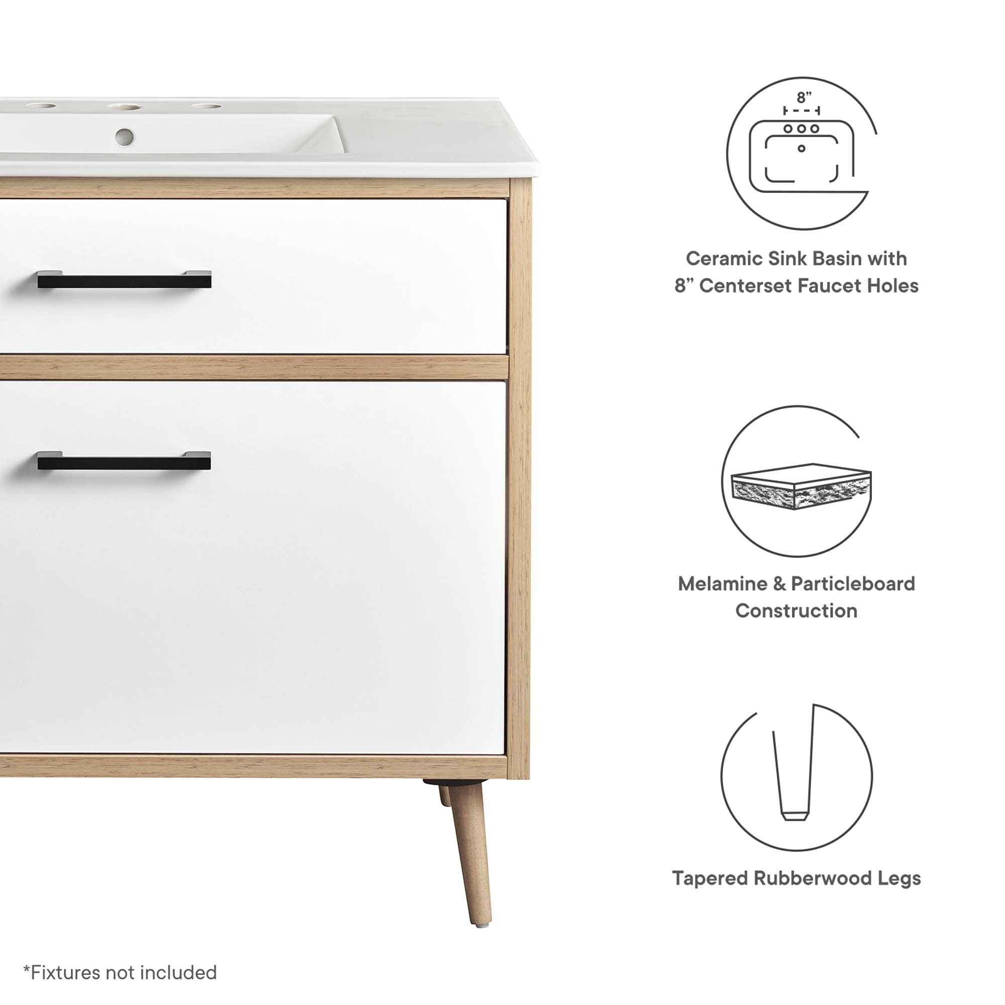 Maverick 36" Bathroom Vanity, White Oak