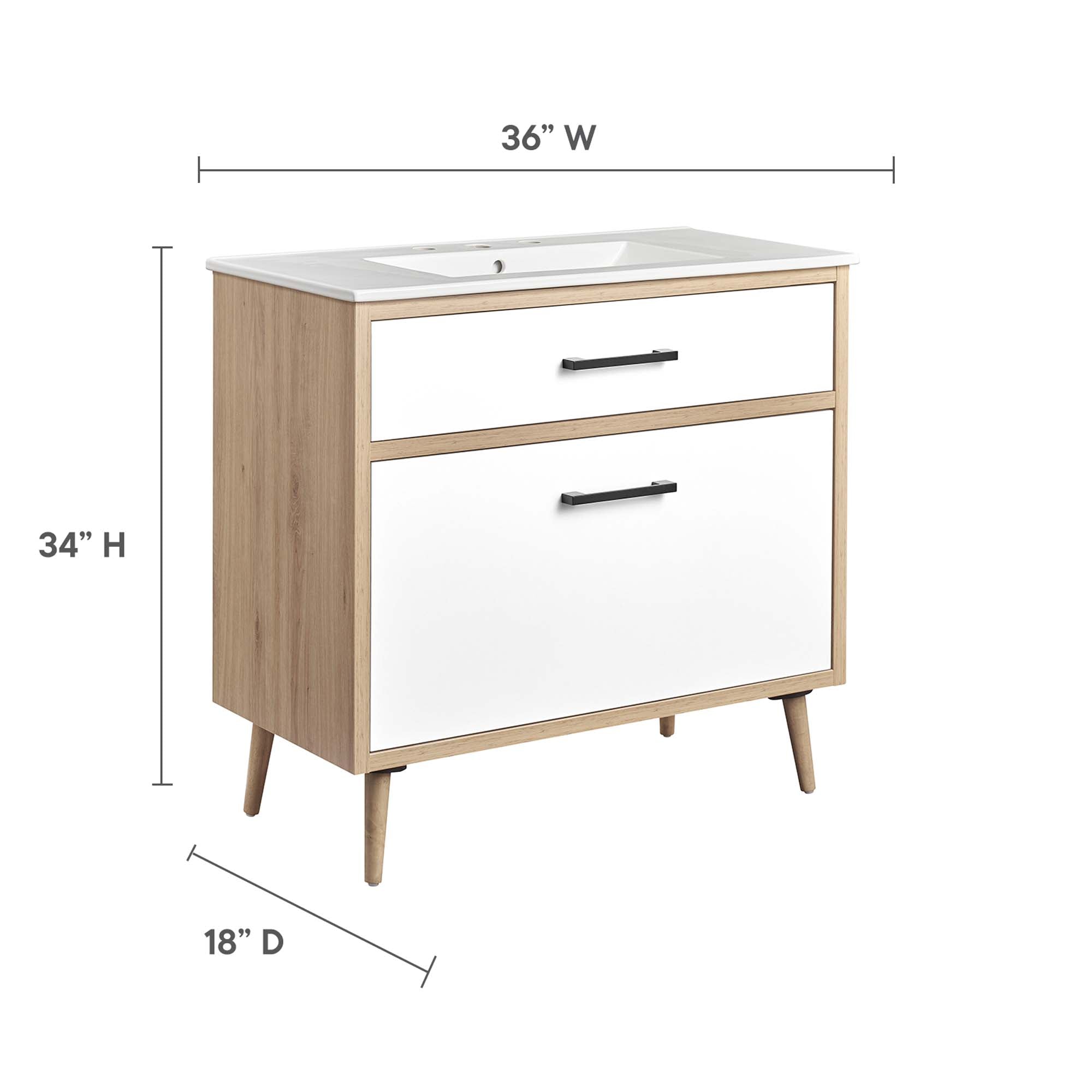 Maverick 36" Bathroom Vanity, White Oak