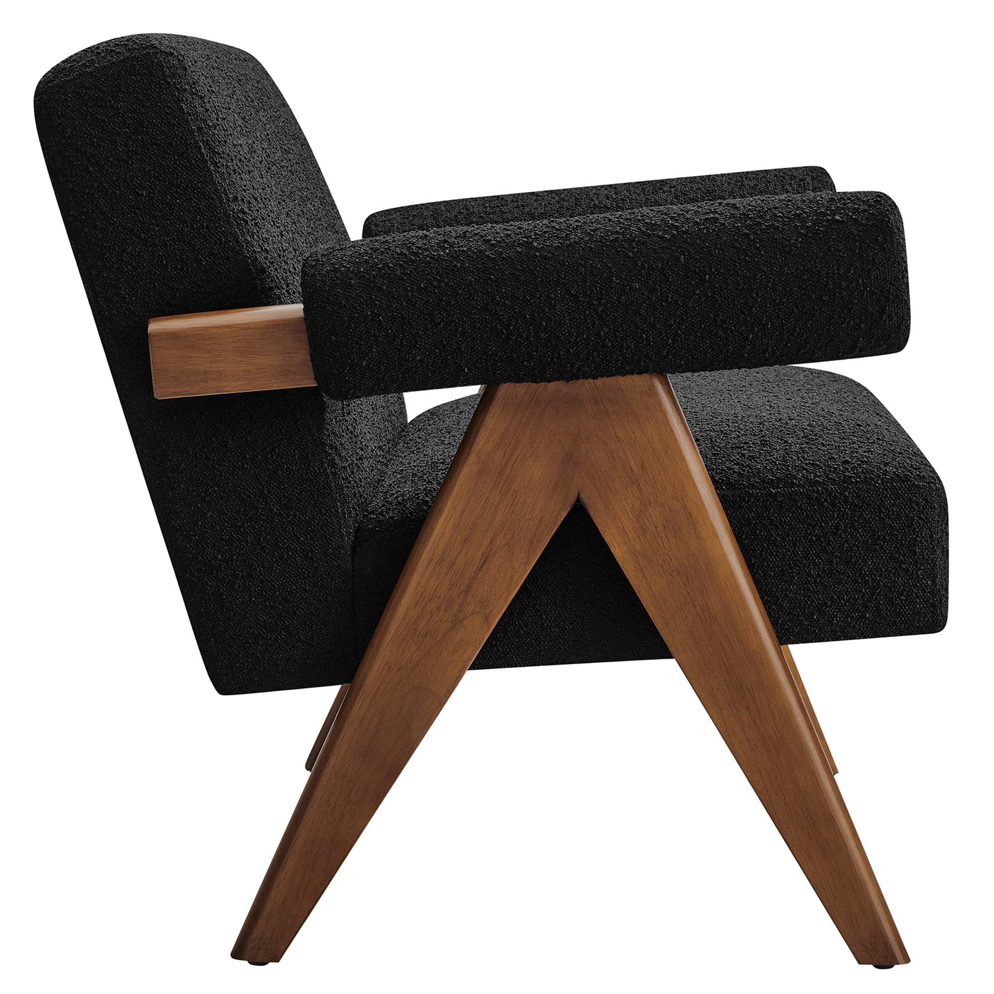 Lyra Boucle Fabric Loveseat, Black