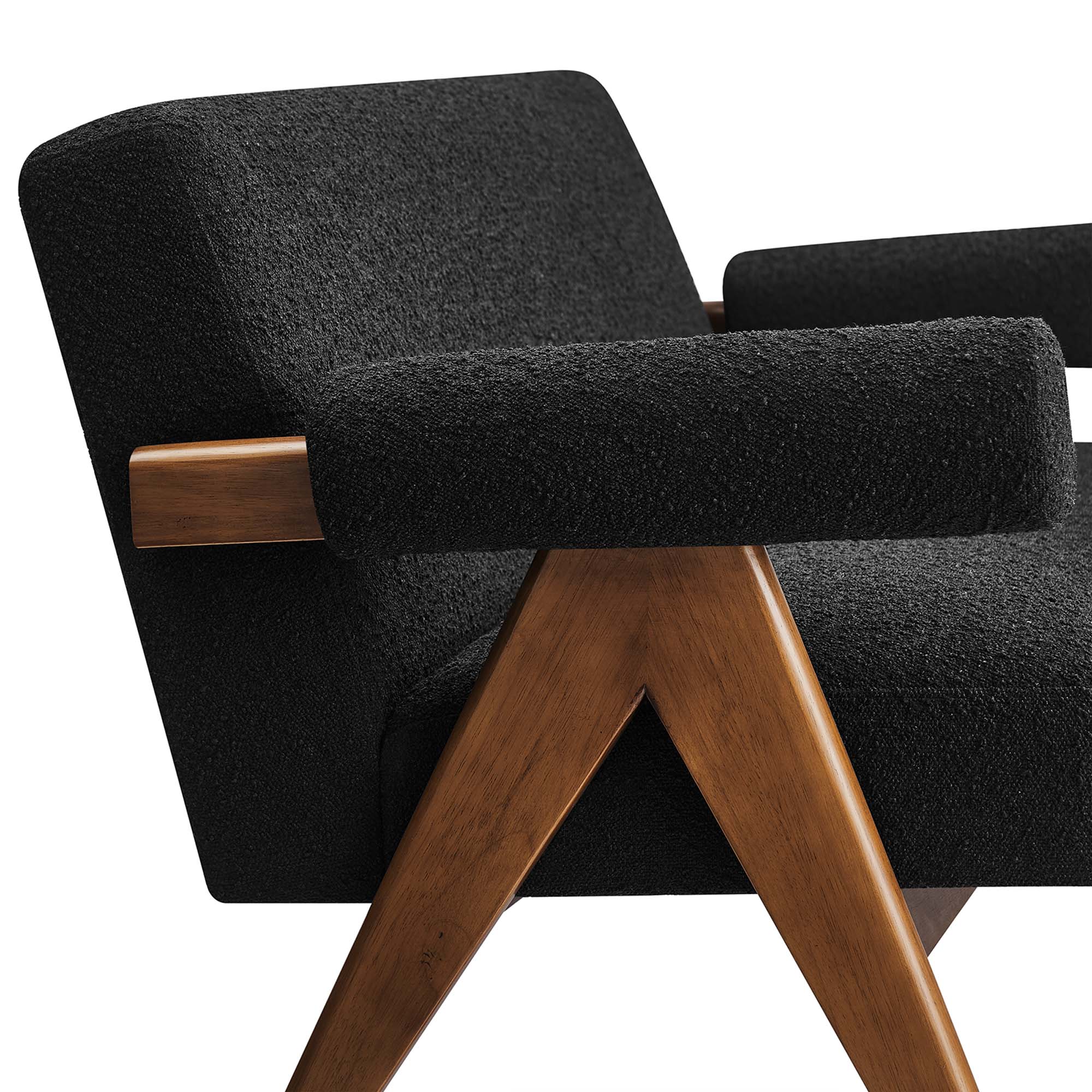 Lyra Boucle Fabric Loveseat, Black
