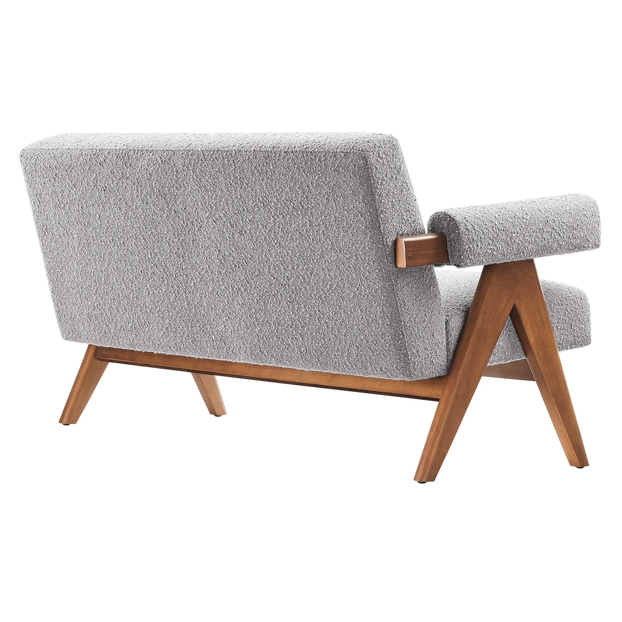 Lyra Boucle Fabric Loveseat, Light Gray