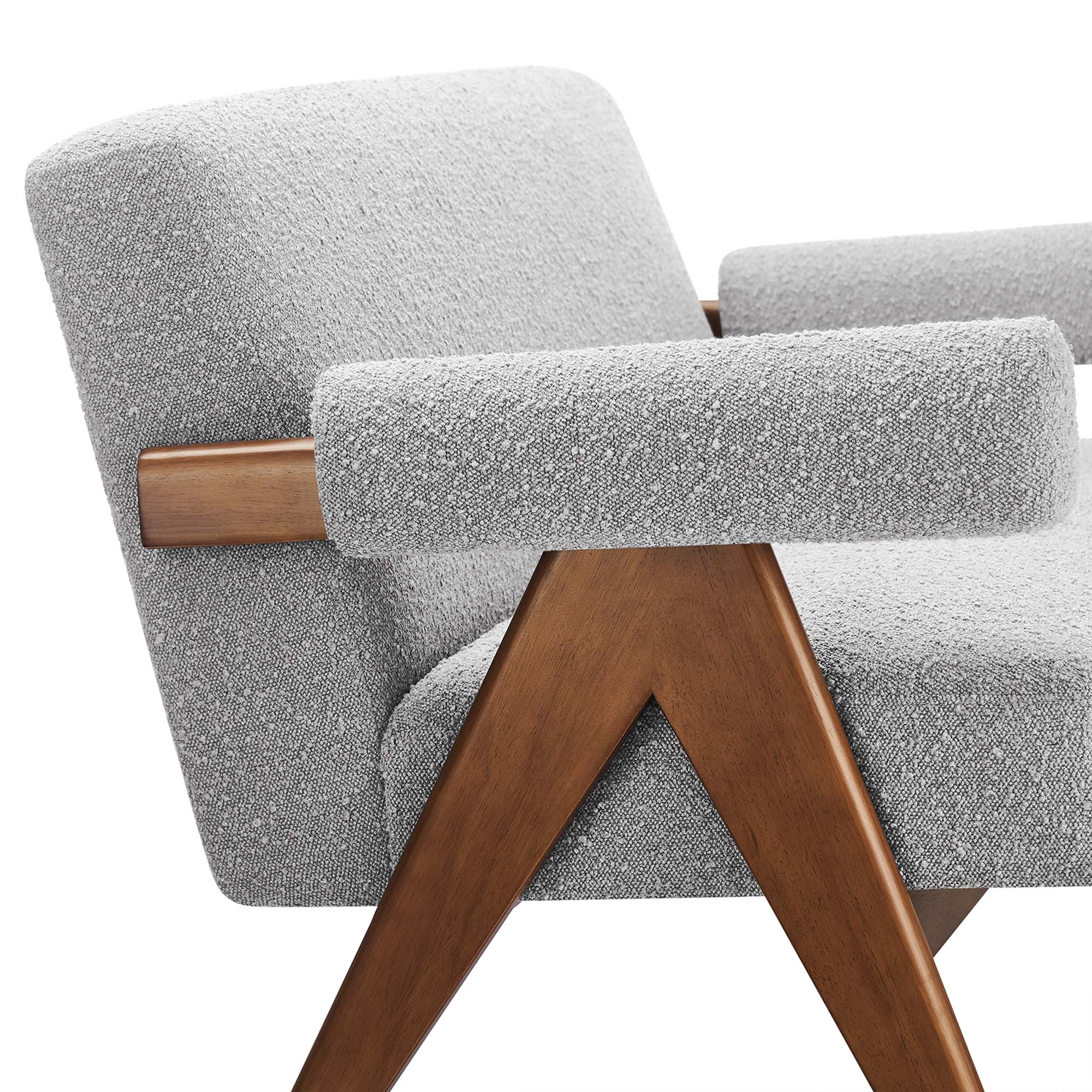 Lyra Boucle Fabric Loveseat, Light Gray