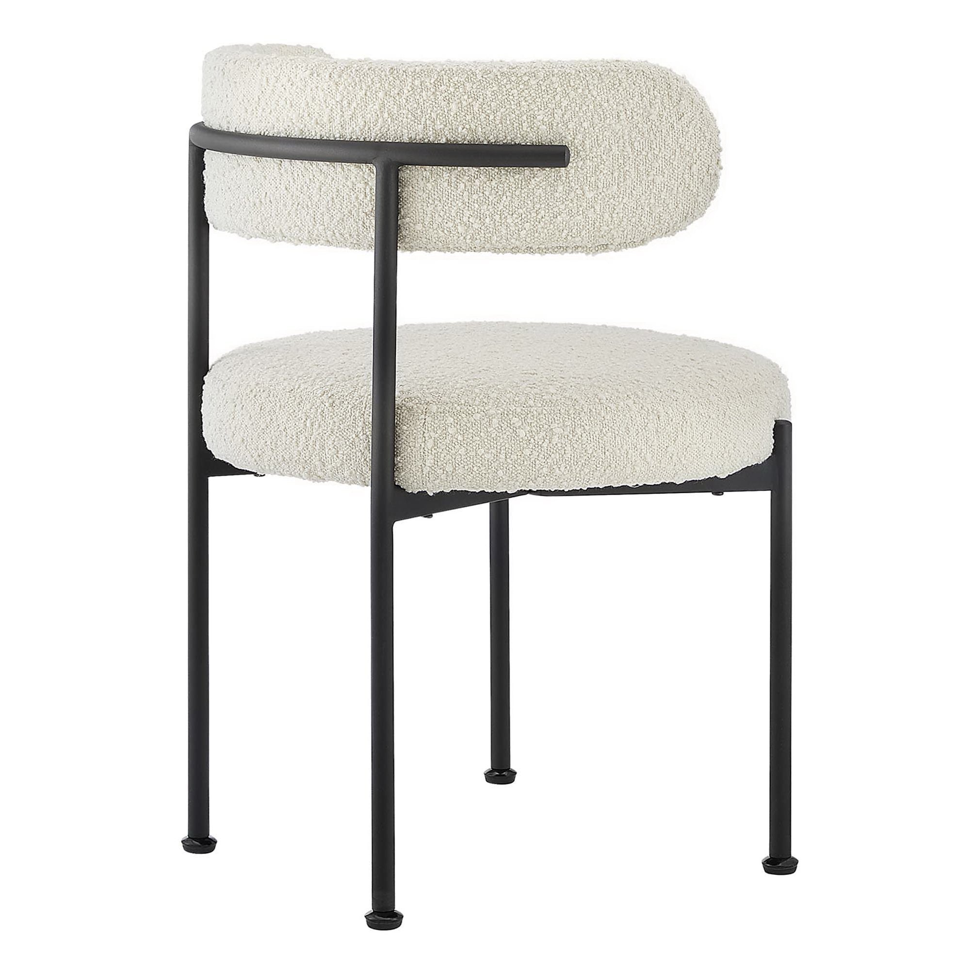 Albie Boucle Fabric Dining Chairs Set of 2, Ivory Black