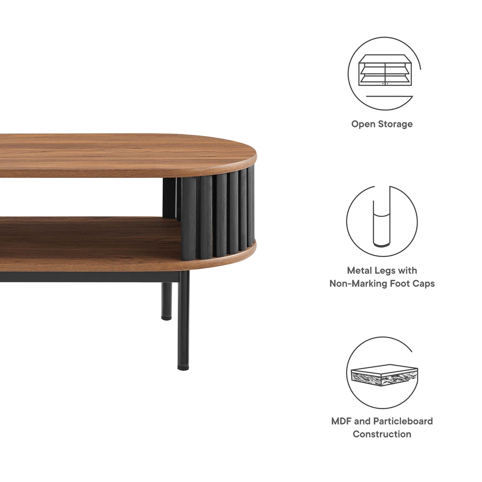 Fortitude Wood Coffee Table, Walnut Black