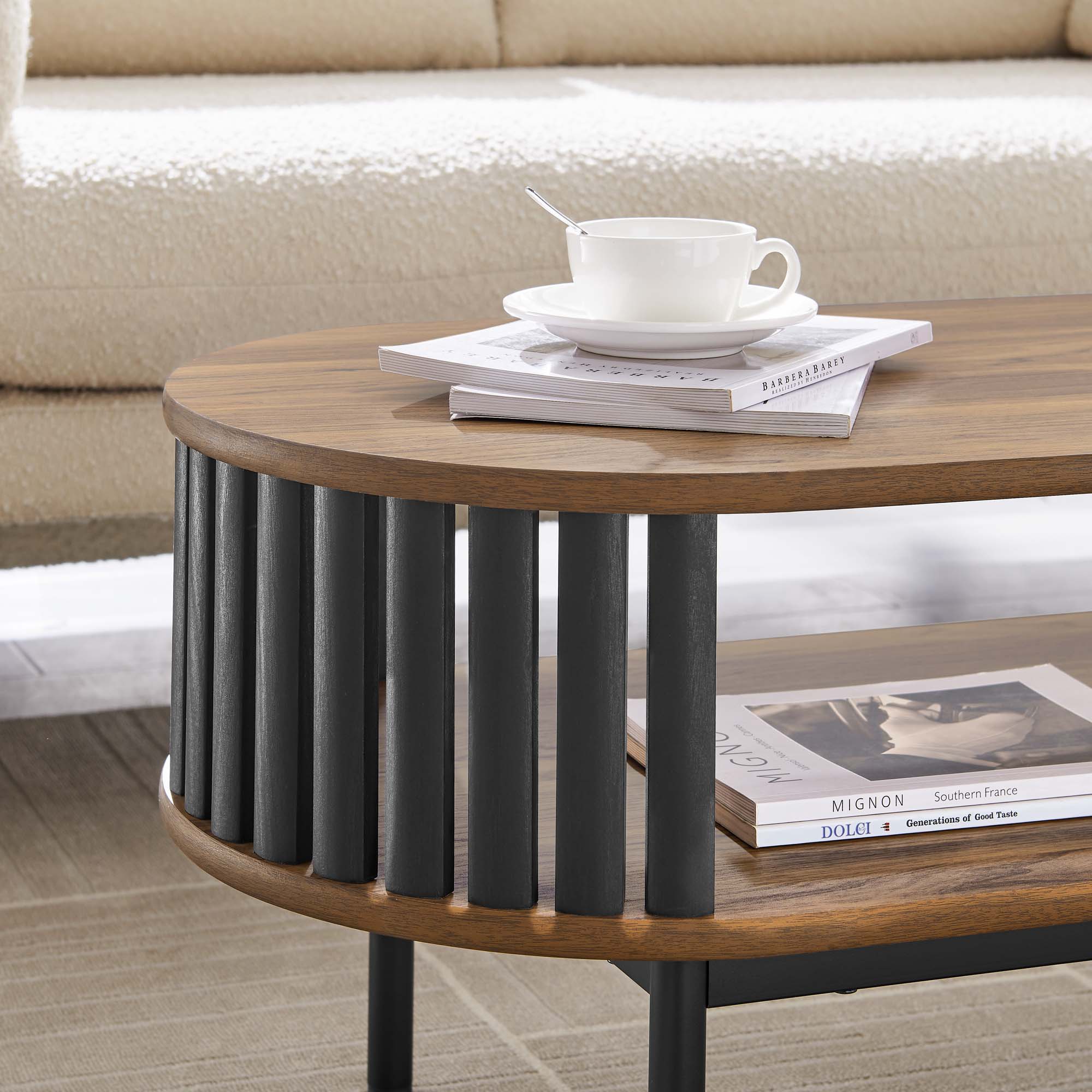 Fortitude Wood Coffee Table, Walnut Black