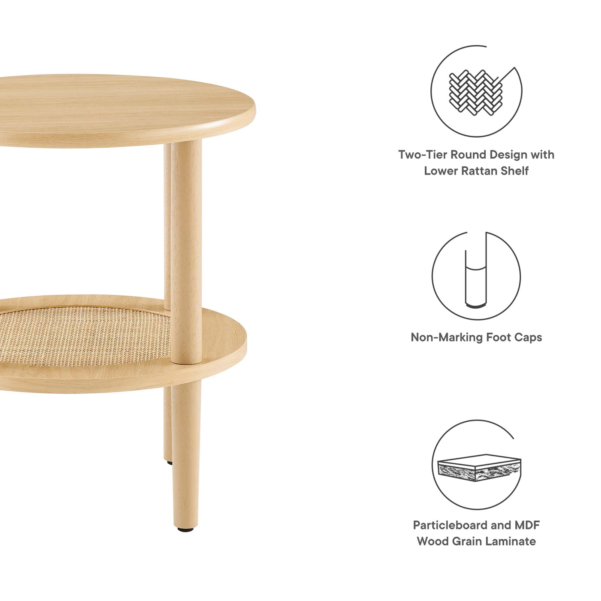 Torus Round Side Table, Oak