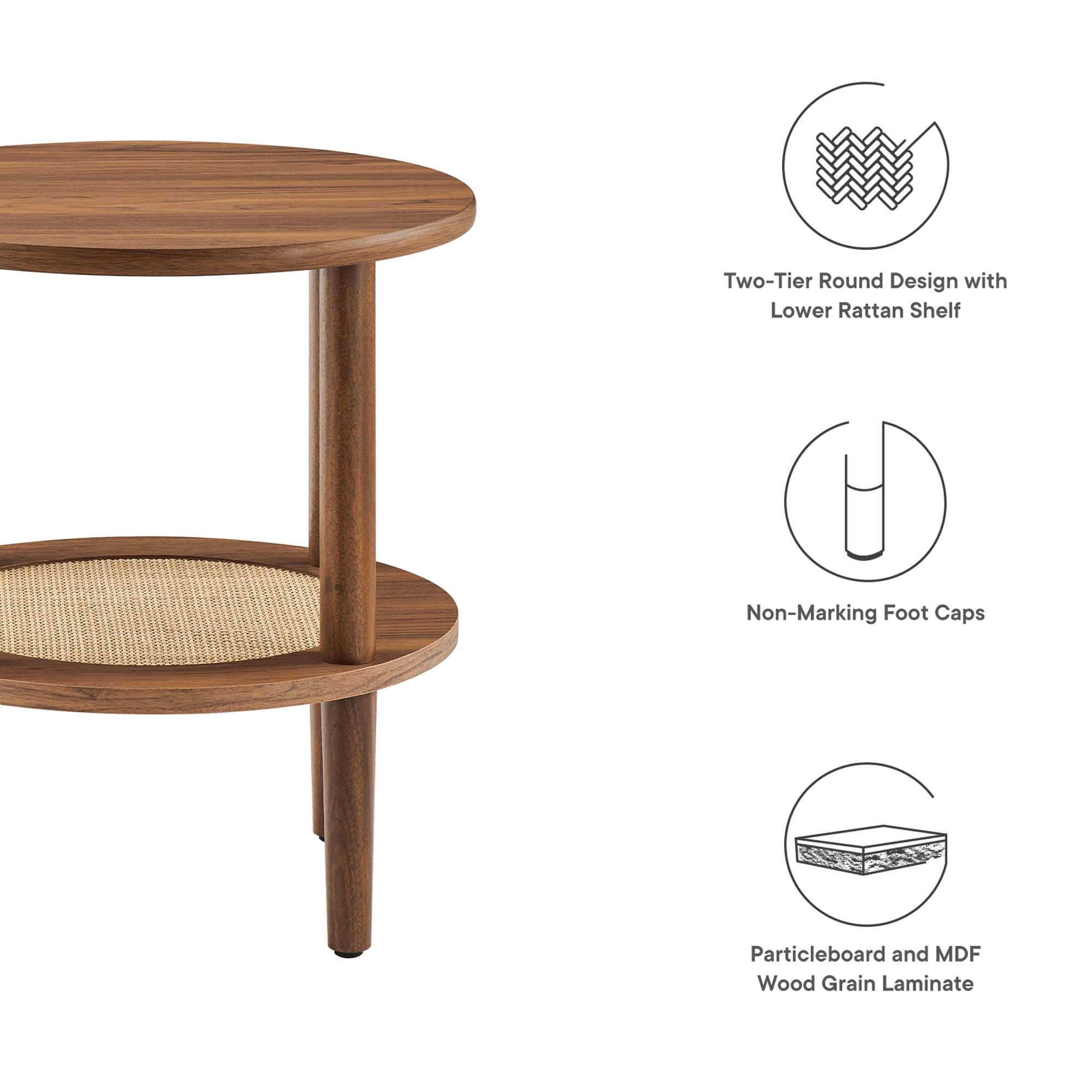 Torus Round Side Table, Walnut