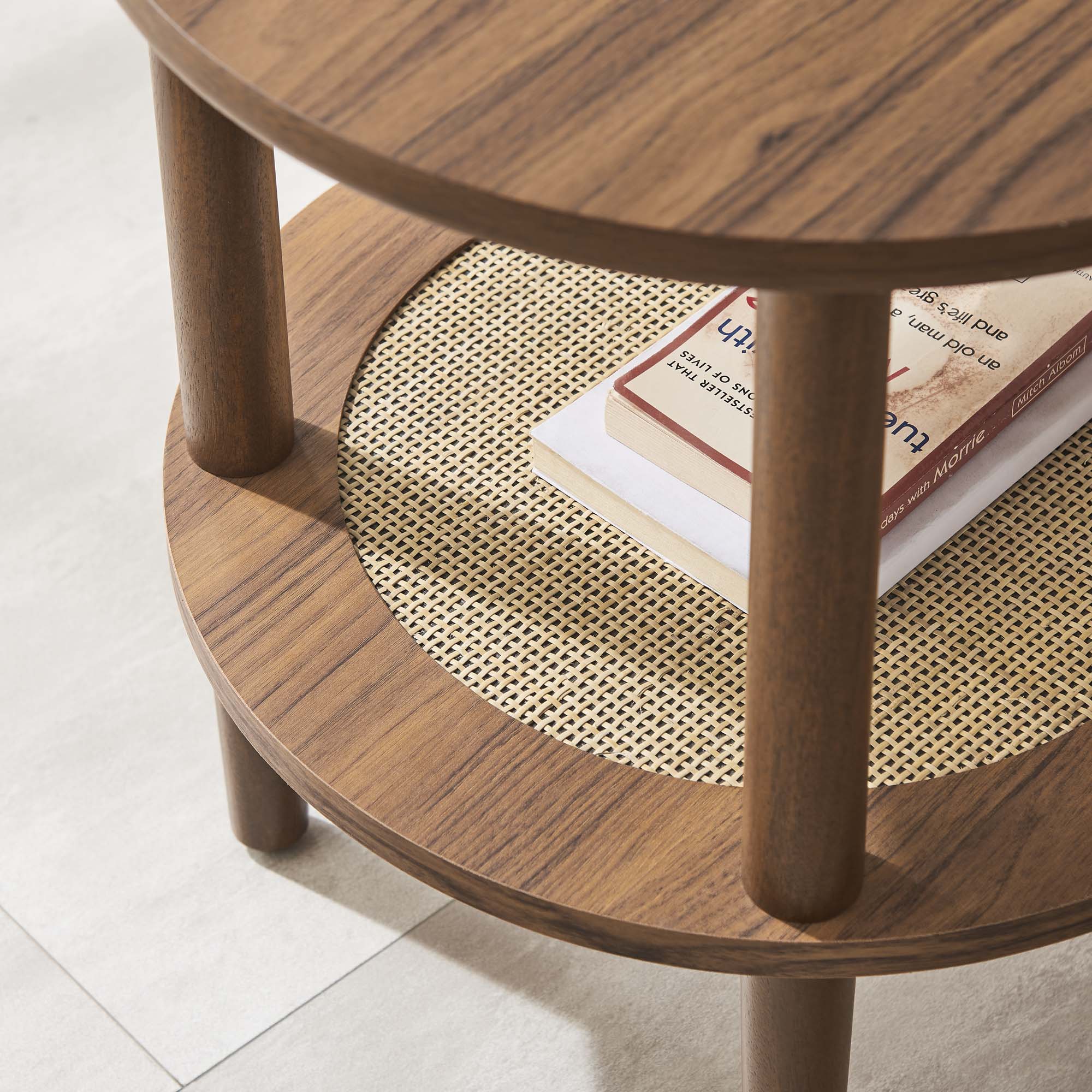 Torus Round Side Table, Walnut