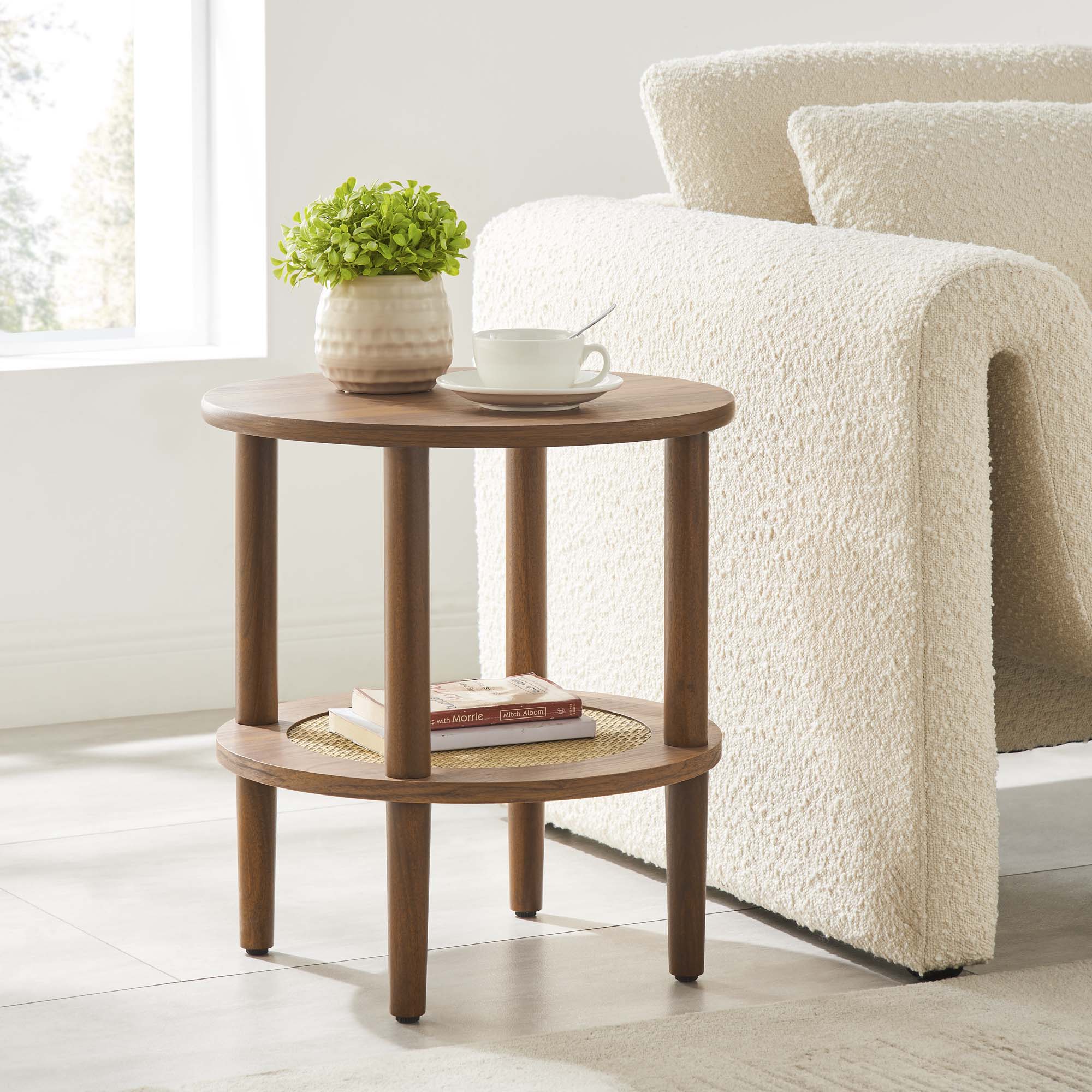 Torus Round Side Table, Walnut