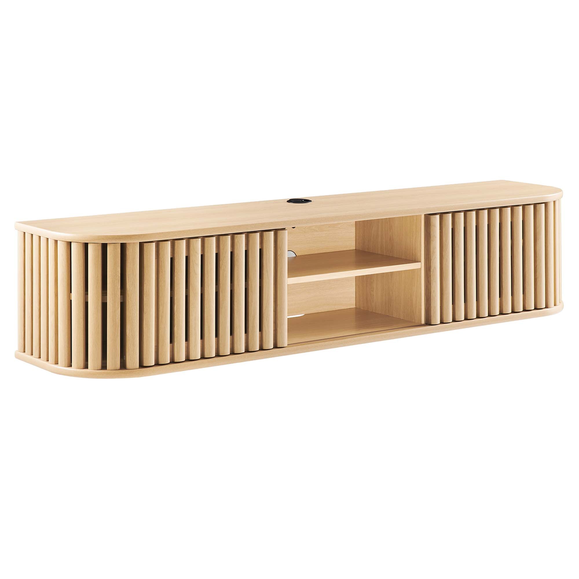 Fortitude 63" Wall-Mounted TV Stand, Oak