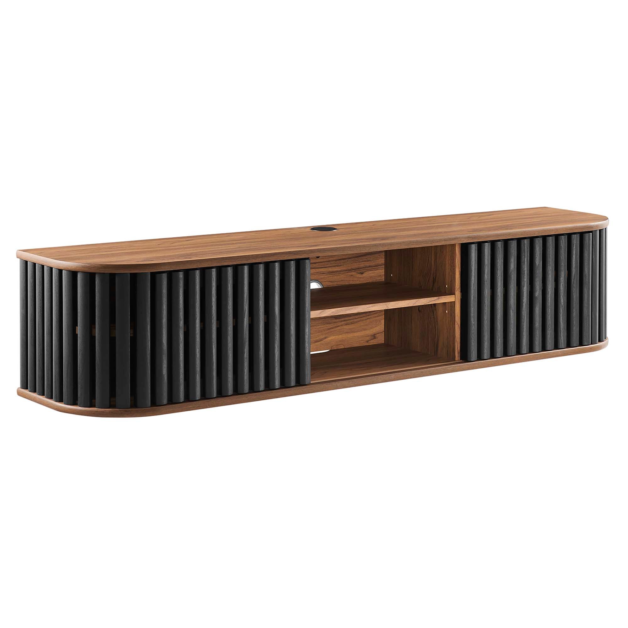 Fortitude 63" Wall-Mounted TV Stand, Walnut Black