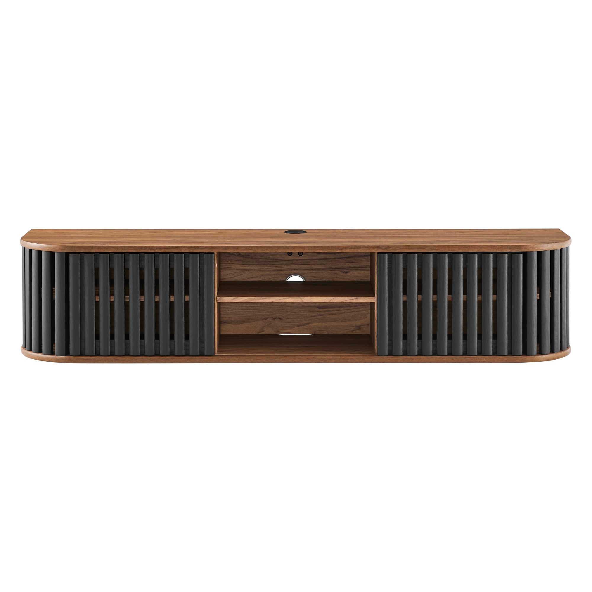 Fortitude 63" Wall-Mounted TV Stand, Walnut Black