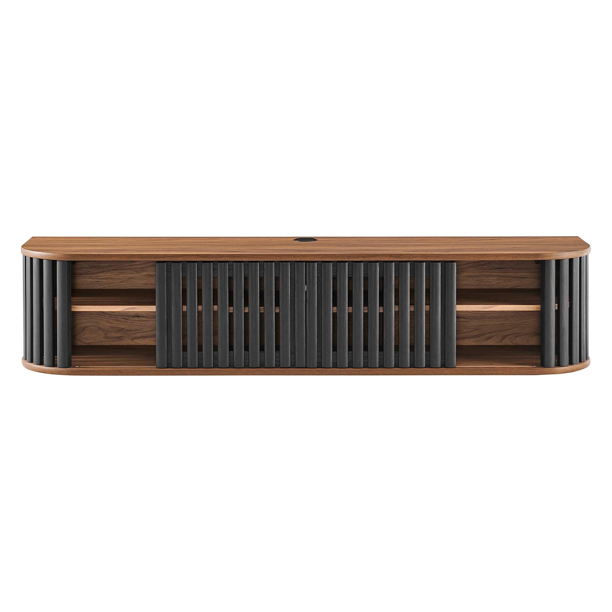 Fortitude 63" Wall-Mounted TV Stand, Walnut Black