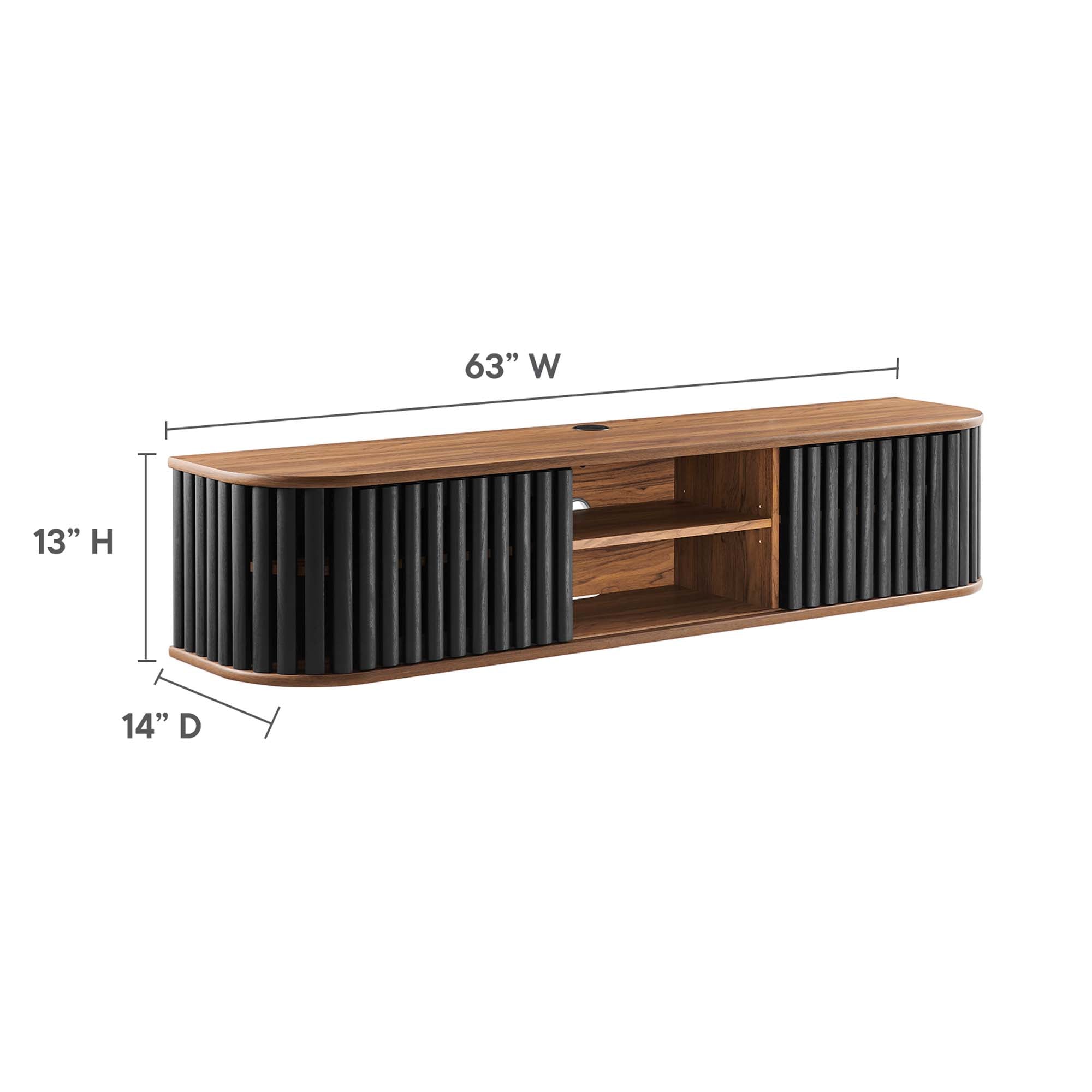 Fortitude 63" Wall-Mounted TV Stand, Walnut Black