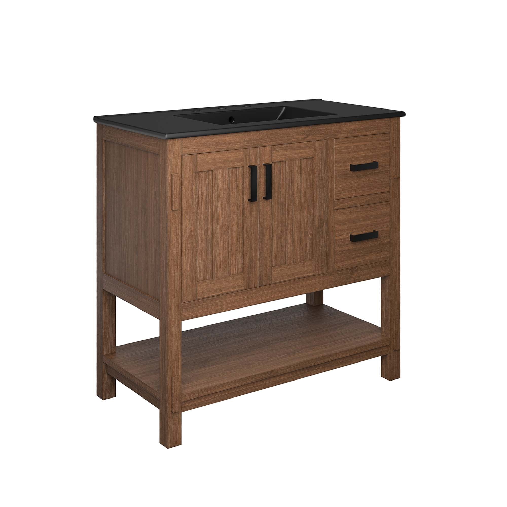 Ashlyn 36" Wood Bathroom Vanity, Walnut Black