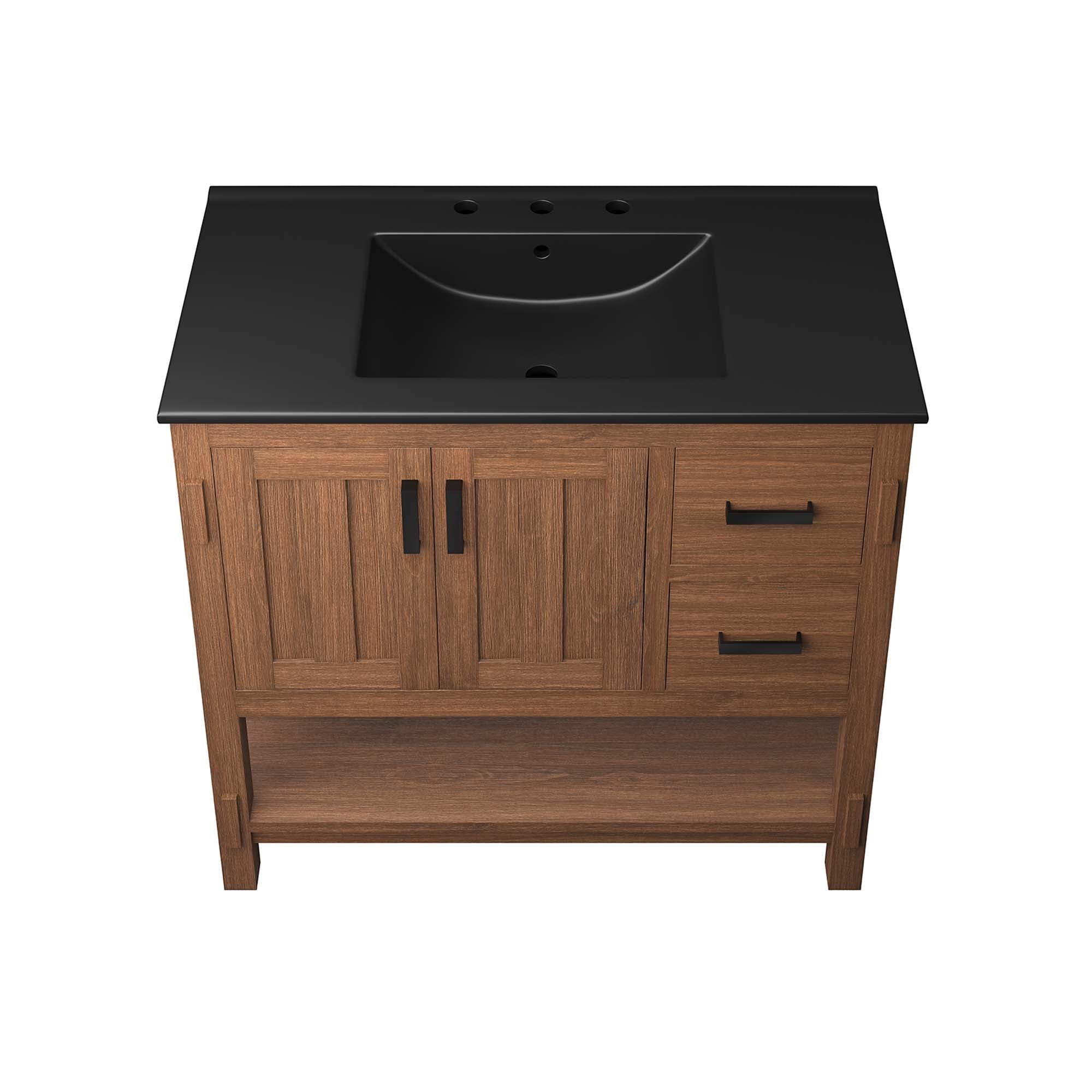 Ashlyn 36" Wood Bathroom Vanity, Walnut Black