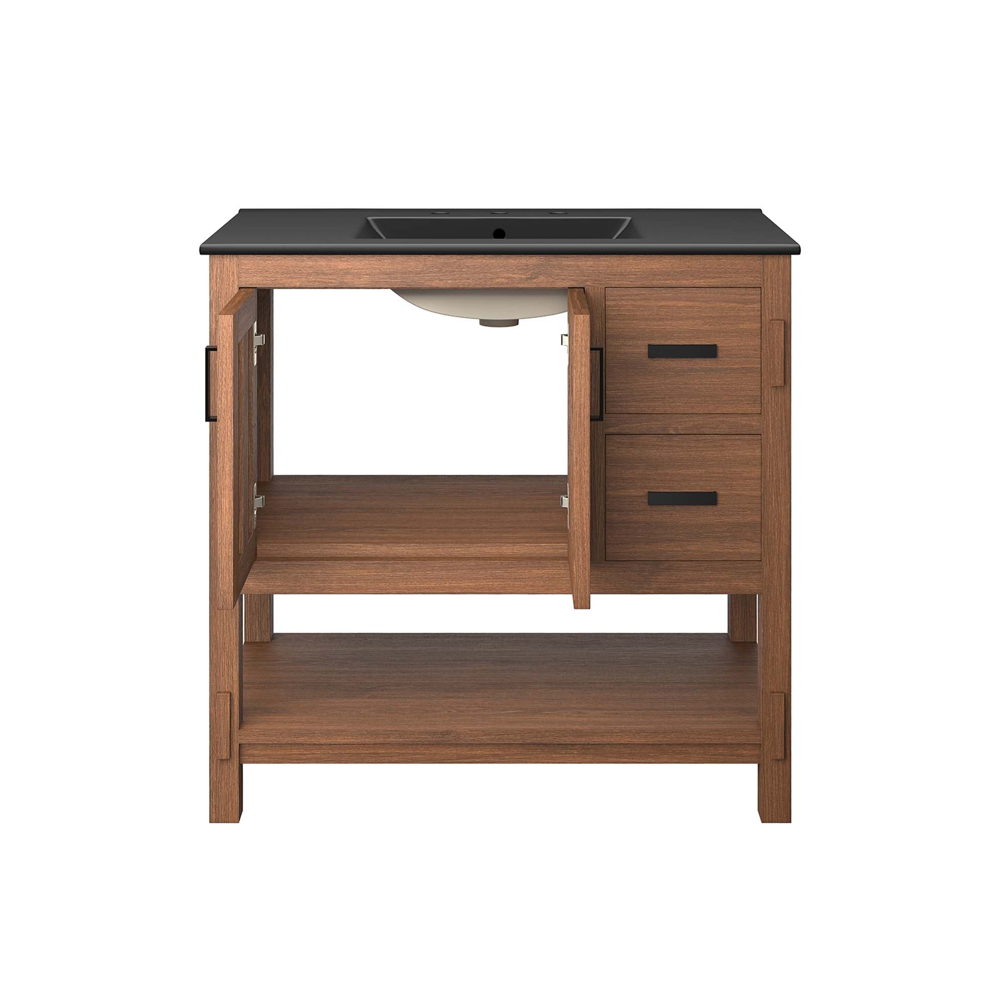 Ashlyn 36" Wood Bathroom Vanity, Walnut Black