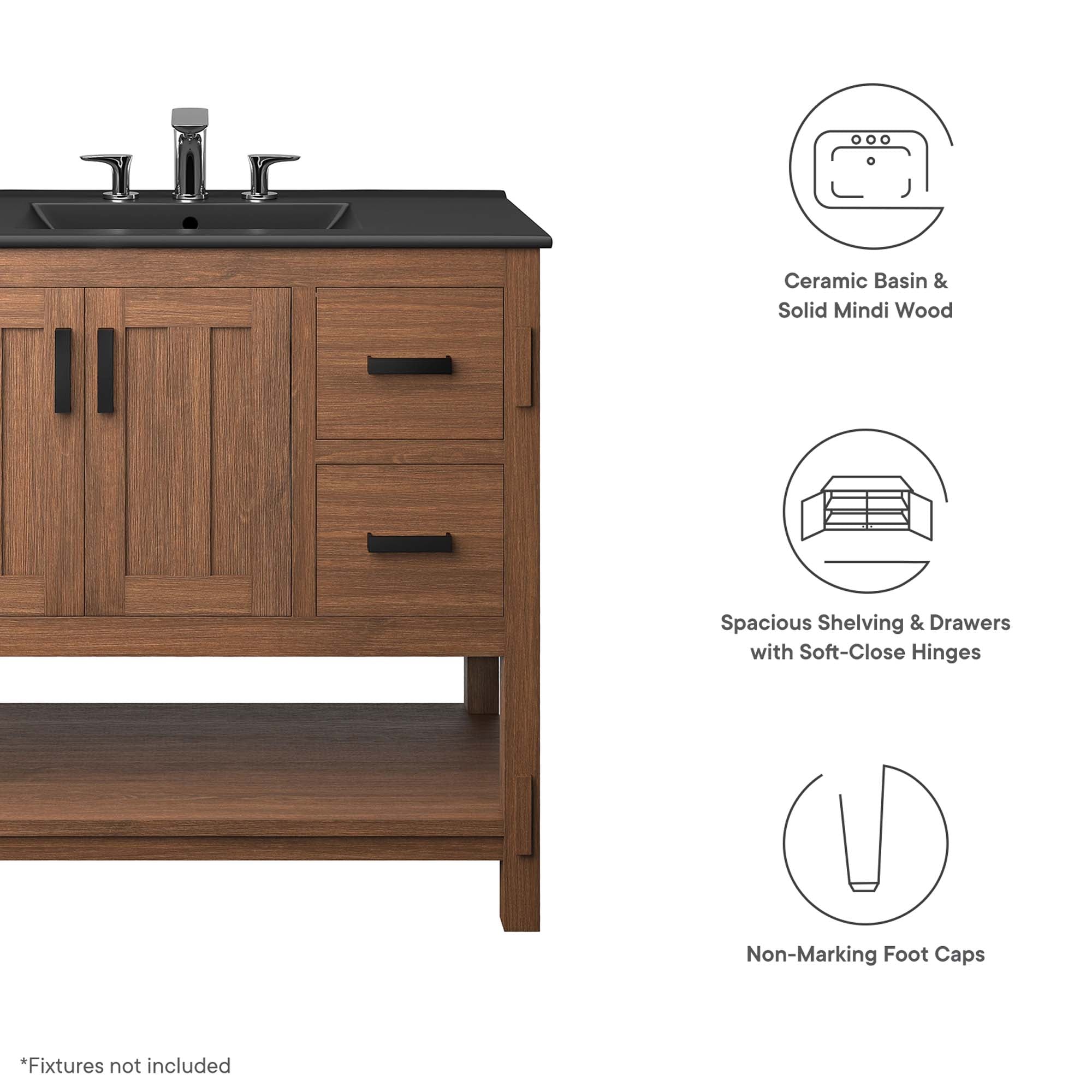 Ashlyn 36" Wood Bathroom Vanity, Walnut Black