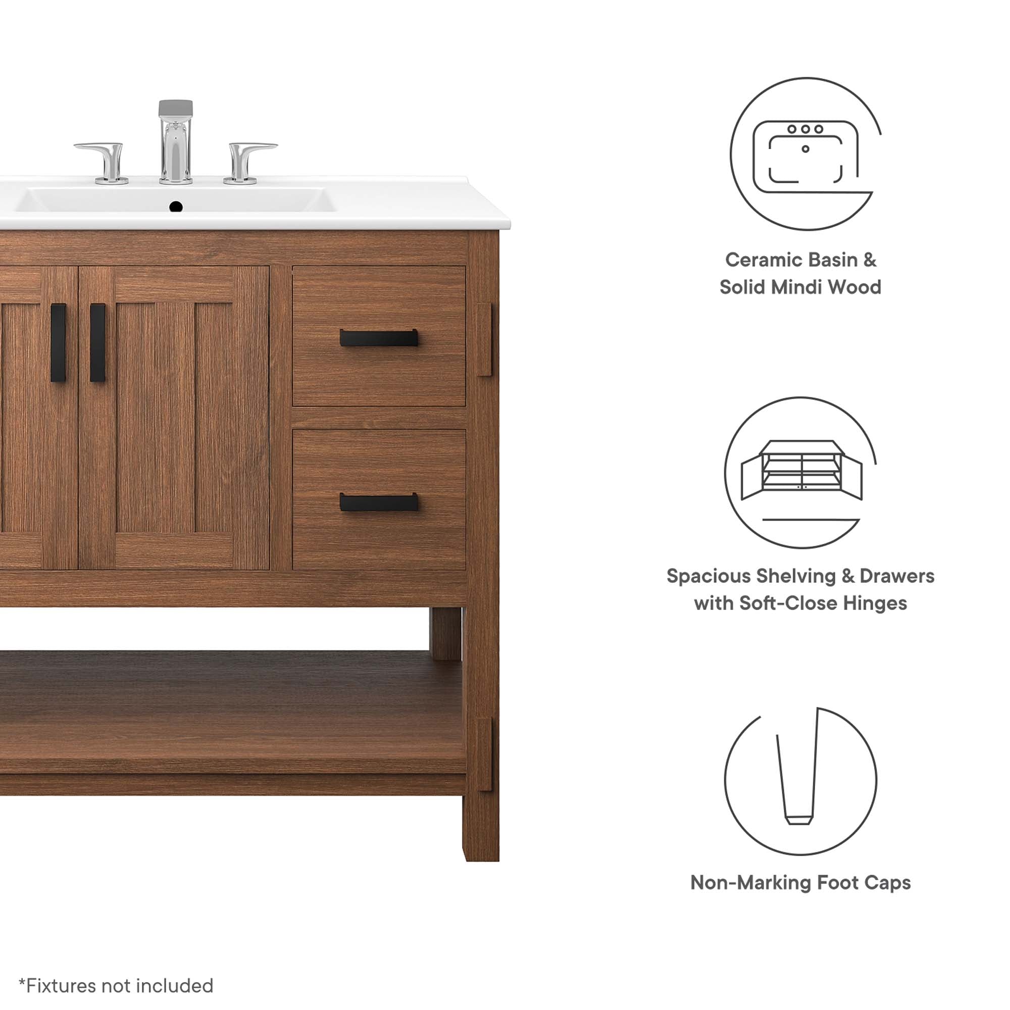 Ashlyn 36" Wood Bathroom Vanity, Walnut White